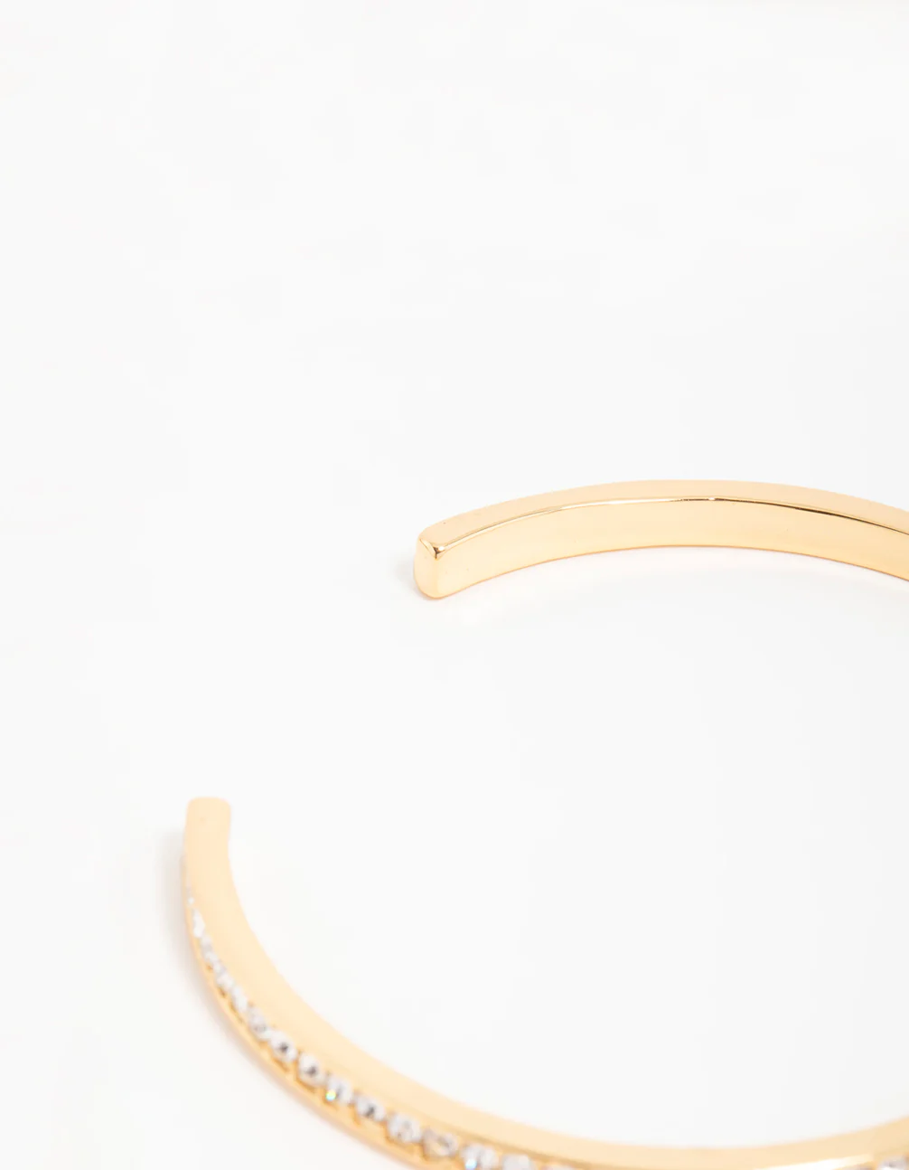 Gold Plated Diamante Half Open Wrist Cuff - Image 3