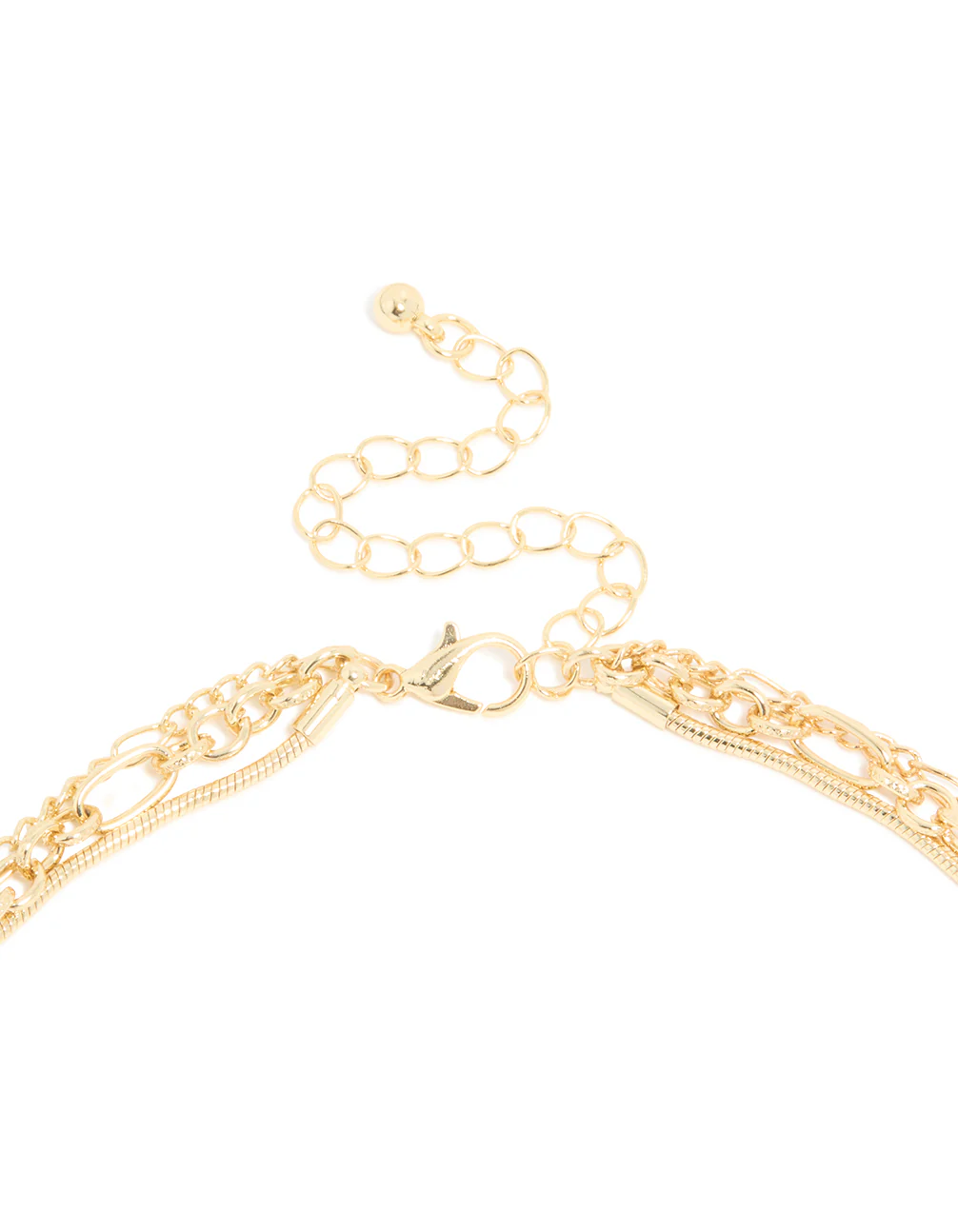 Gold Plated Diamante Heart & Chain Layered Necklace - Image 3