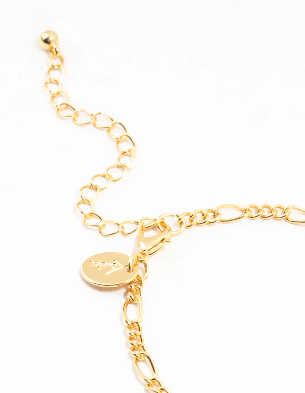 Gold Plated Diamante Heart Locket Figaro Bracelet - Image 5