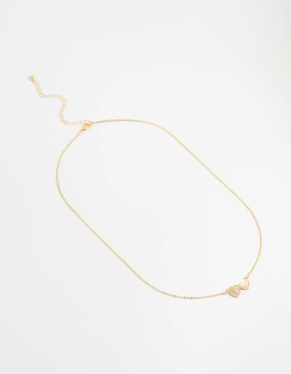 Gold Plated Diamante Hearts Pendant Necklace - Image 4