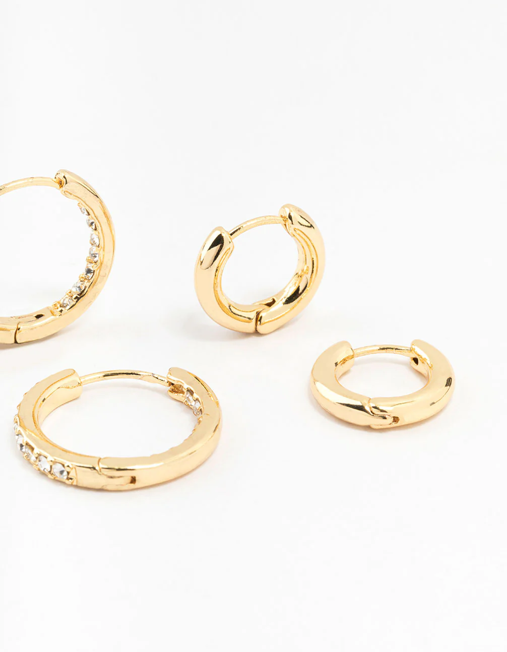 Gold Plated Diamante Huggie Earrings - Image 3