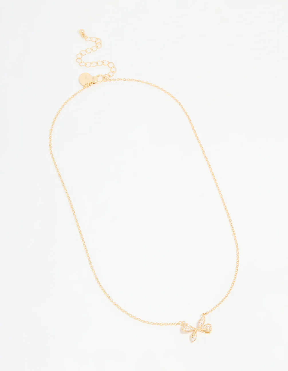 Gold Plated Diamante Pave Chunky Bow Necklace - Image 4