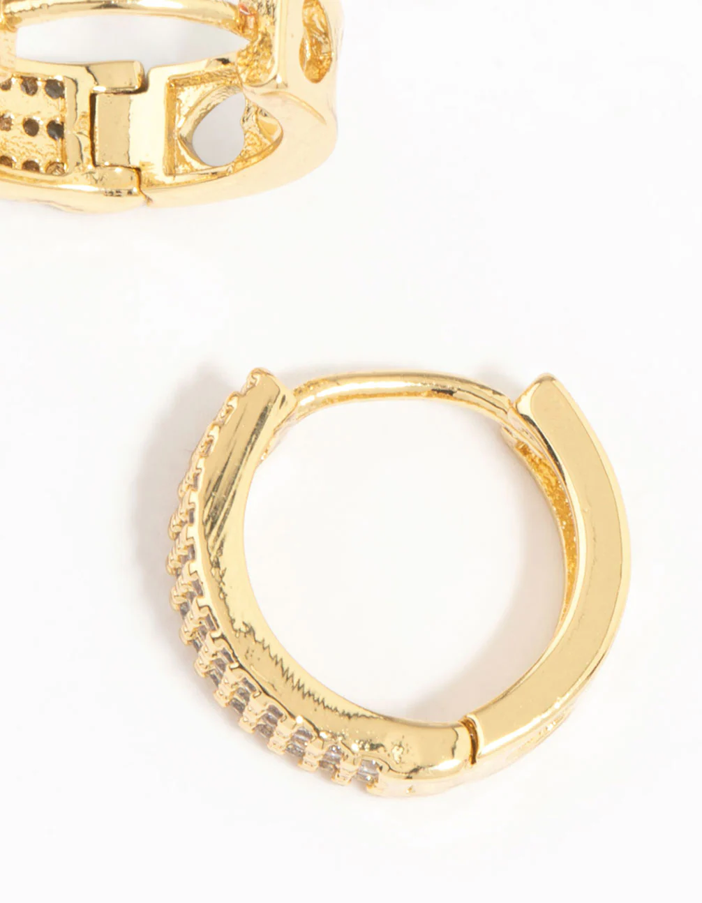 Gold Plated Diamante Pavé Trio Hoop Earrings - Image 5