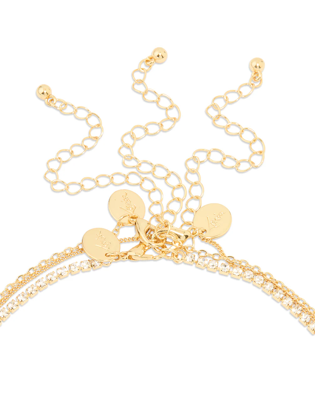 Gold Plated Diamante & Pearl Pendant Layered Necklace - Image 3