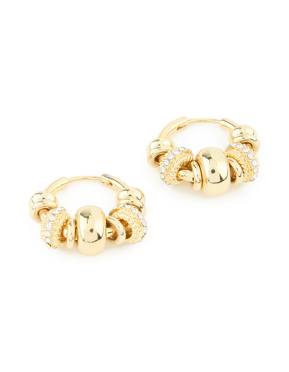 Gold Plated Diamante Rondell Hoop Earrings - Image 3