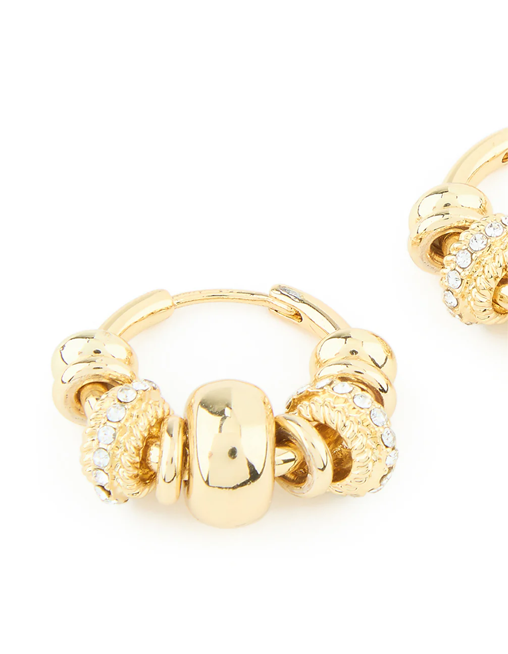 Gold Plated Diamante Rondell Hoop Earrings - Image 4
