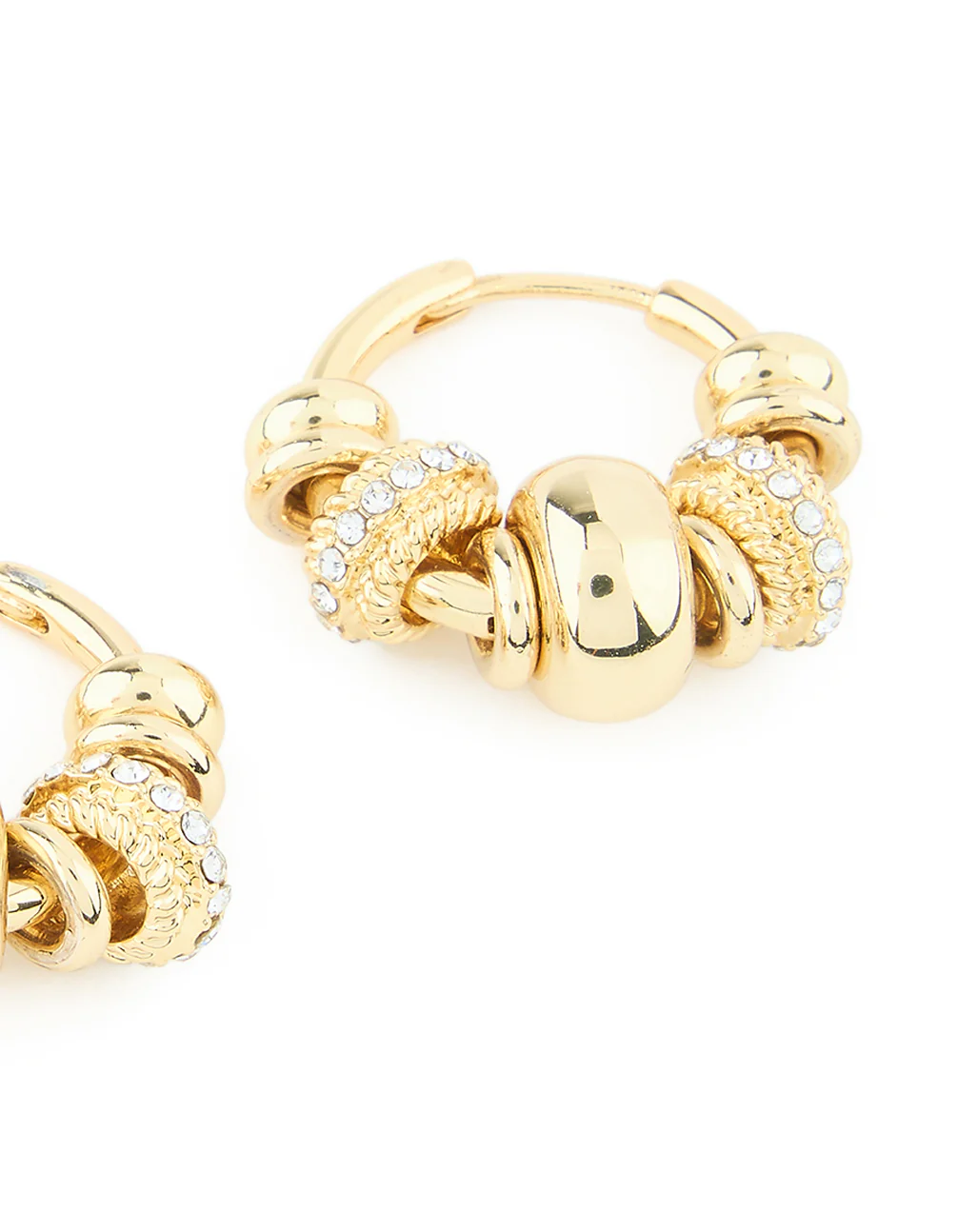 Gold Plated Diamante Rondell Hoop Earrings - Image 5