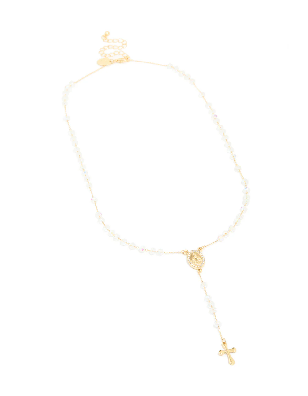 Gold Plated Diamante Rosary Necklace - Image 2