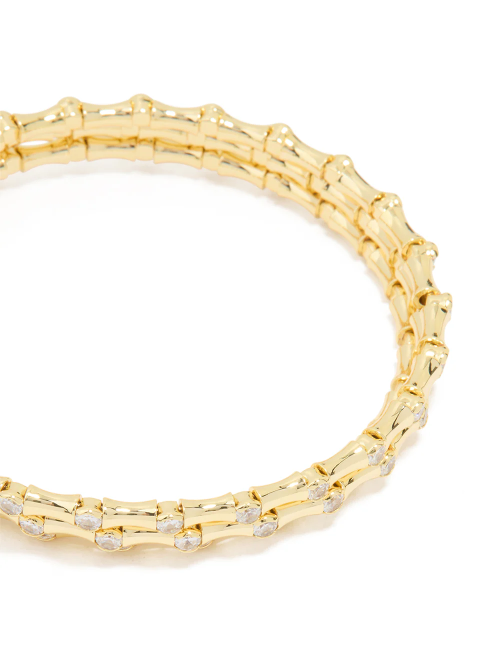 Gold Plated Diamante Spiral Bangle - Image 2