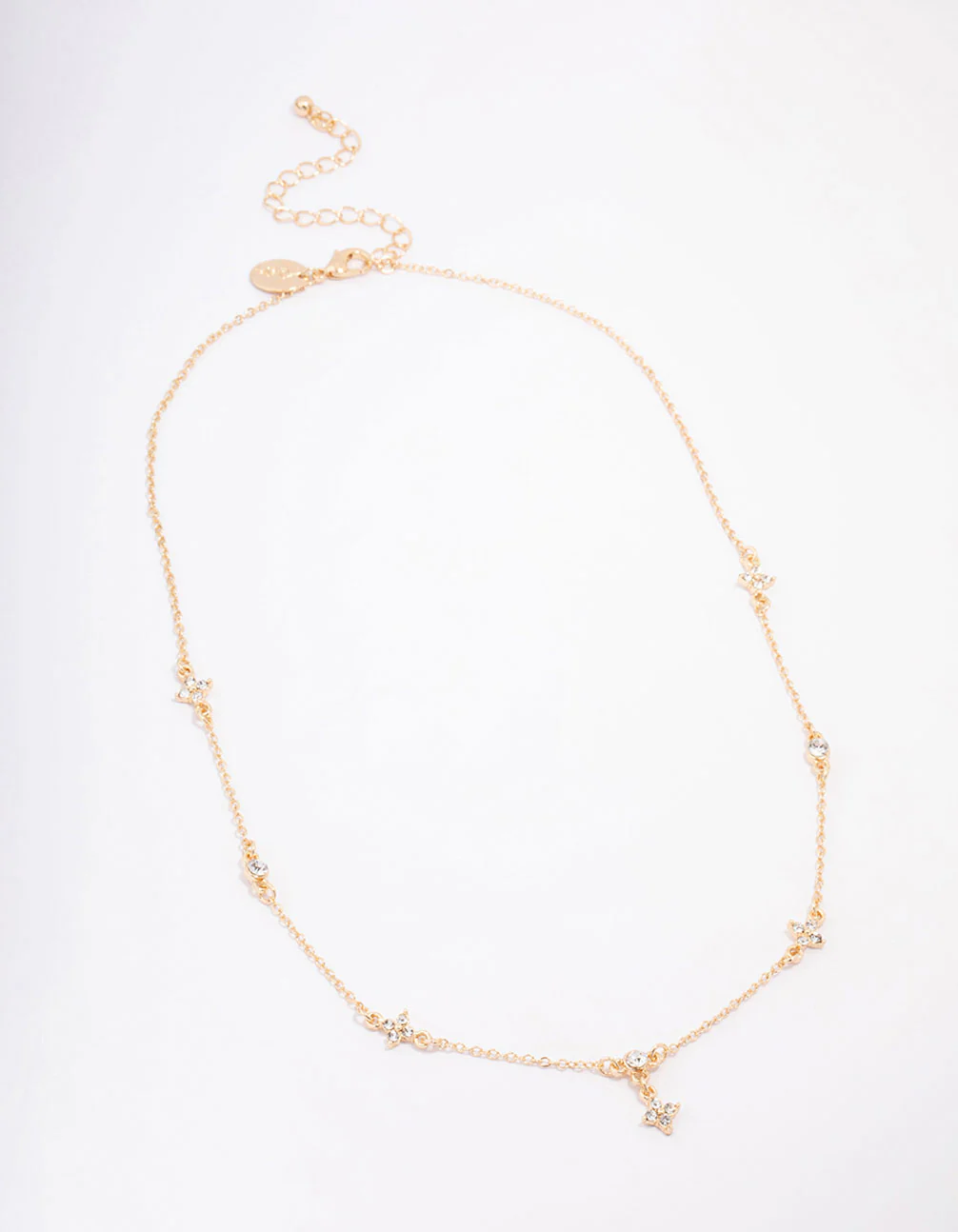 Gold Plated Diamante Station Pendant Necklace - Image 2