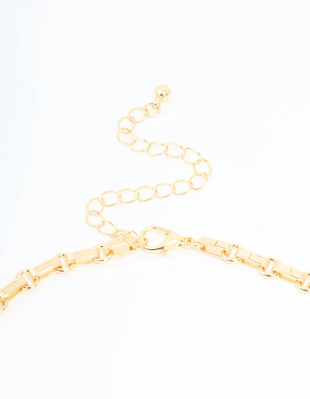 Gold Plated Diamante T-Bar Chain Necklace - Image 5