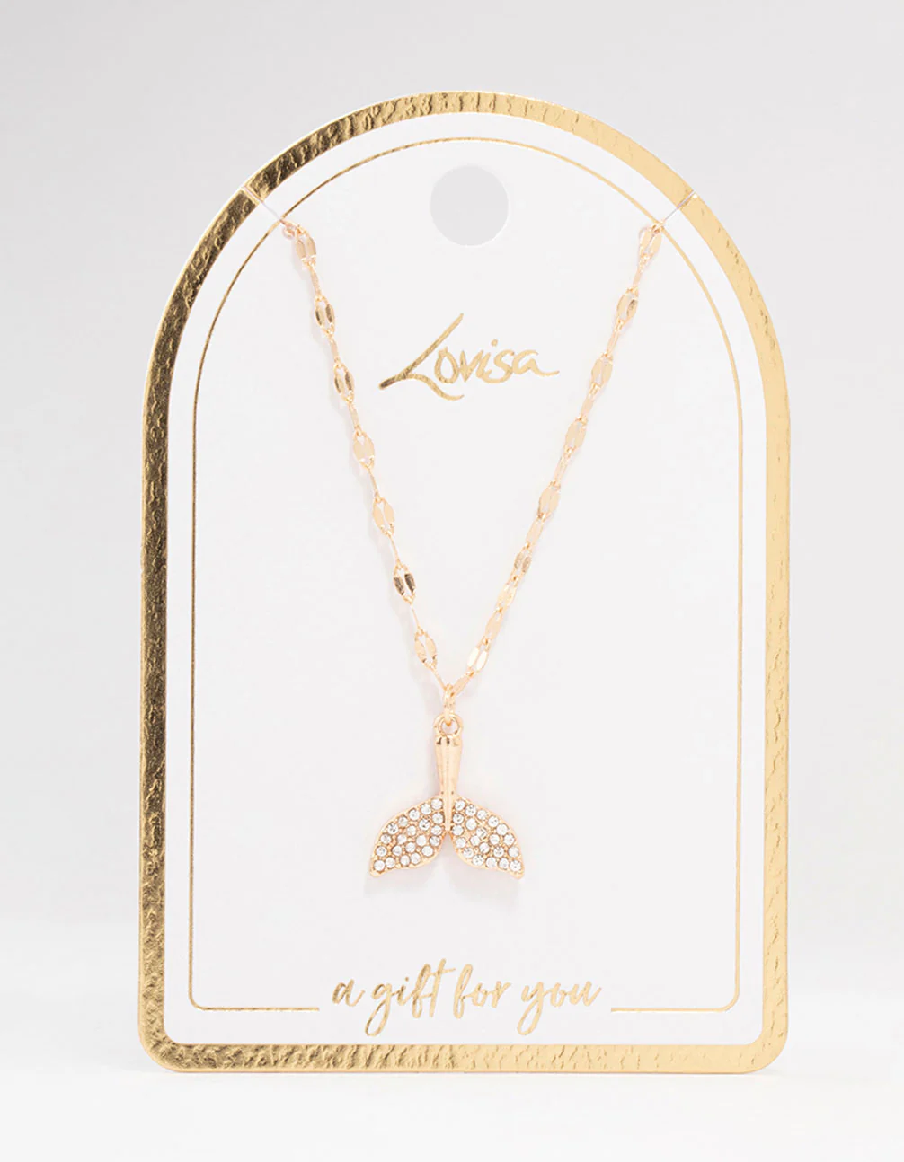 Gold Diamante Whale Tail Necklace - Image 3