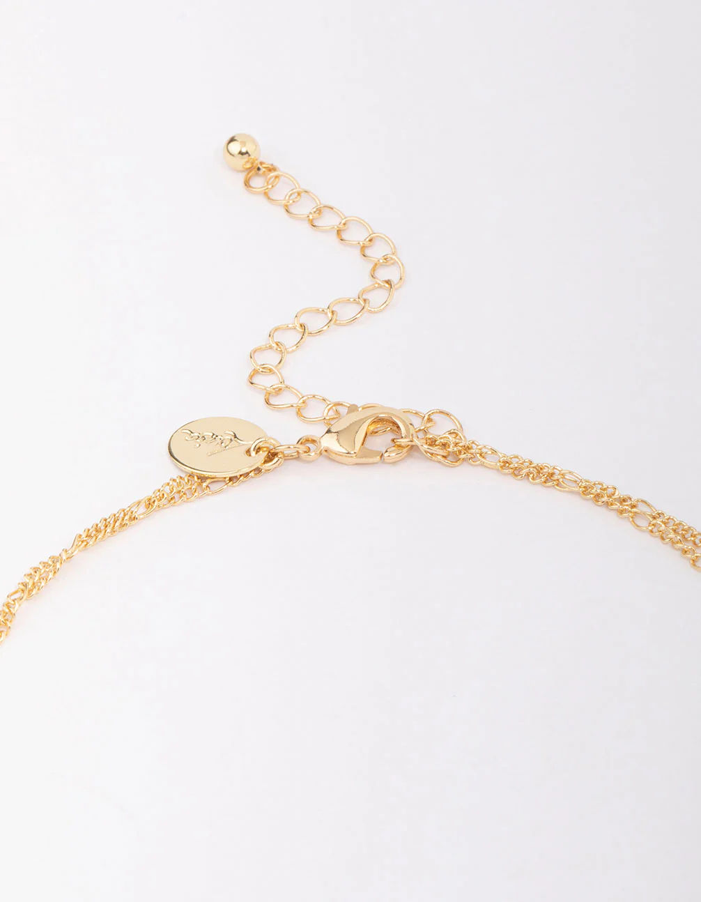 Gold Plated Brass Double Cubic Zirconia Droplet Layered Necklace - Image 3