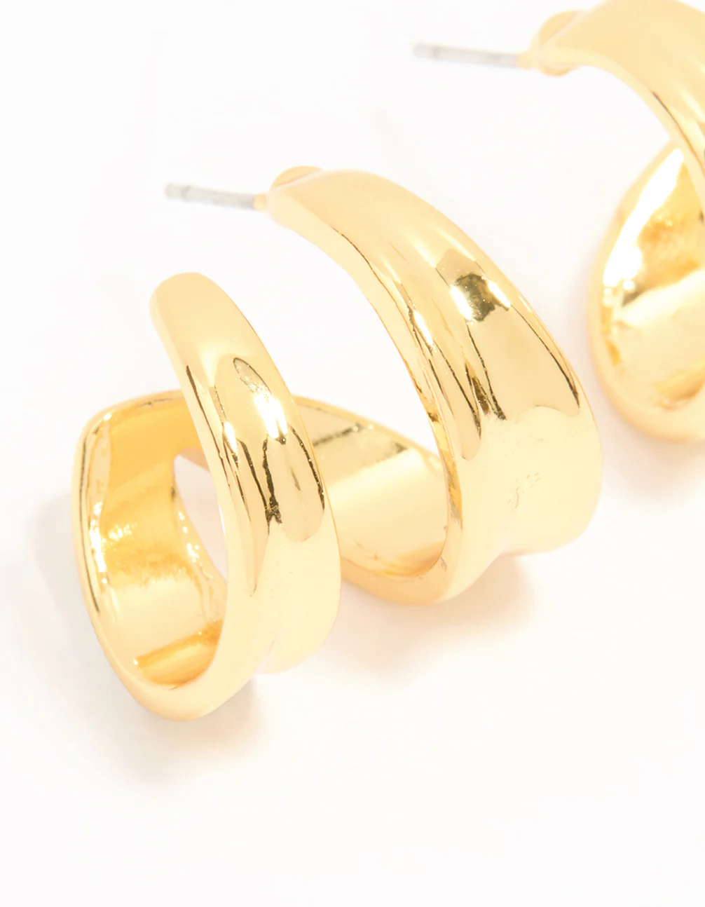 Gold Plated Double Hoop Earrings - Image 4