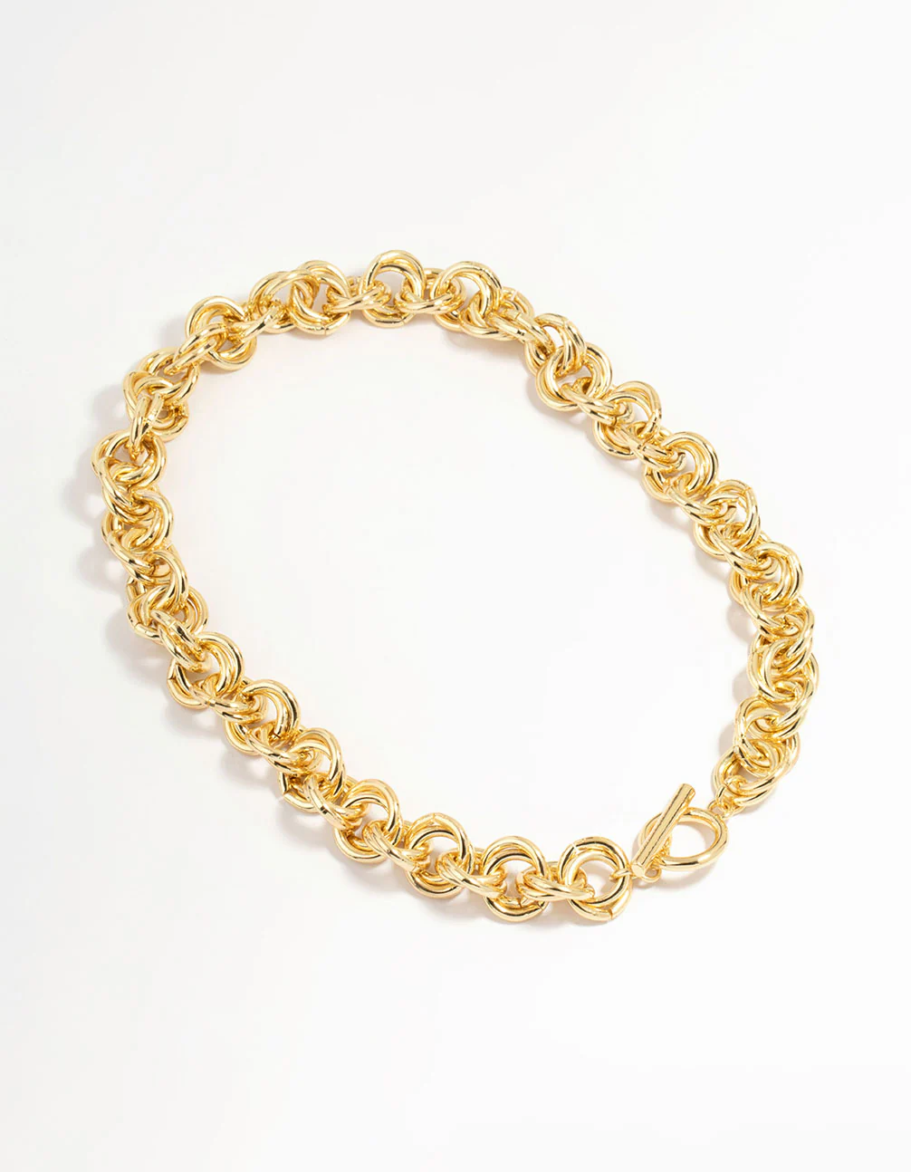 Gold Plated Double O Link Chain Necklace - Image 2