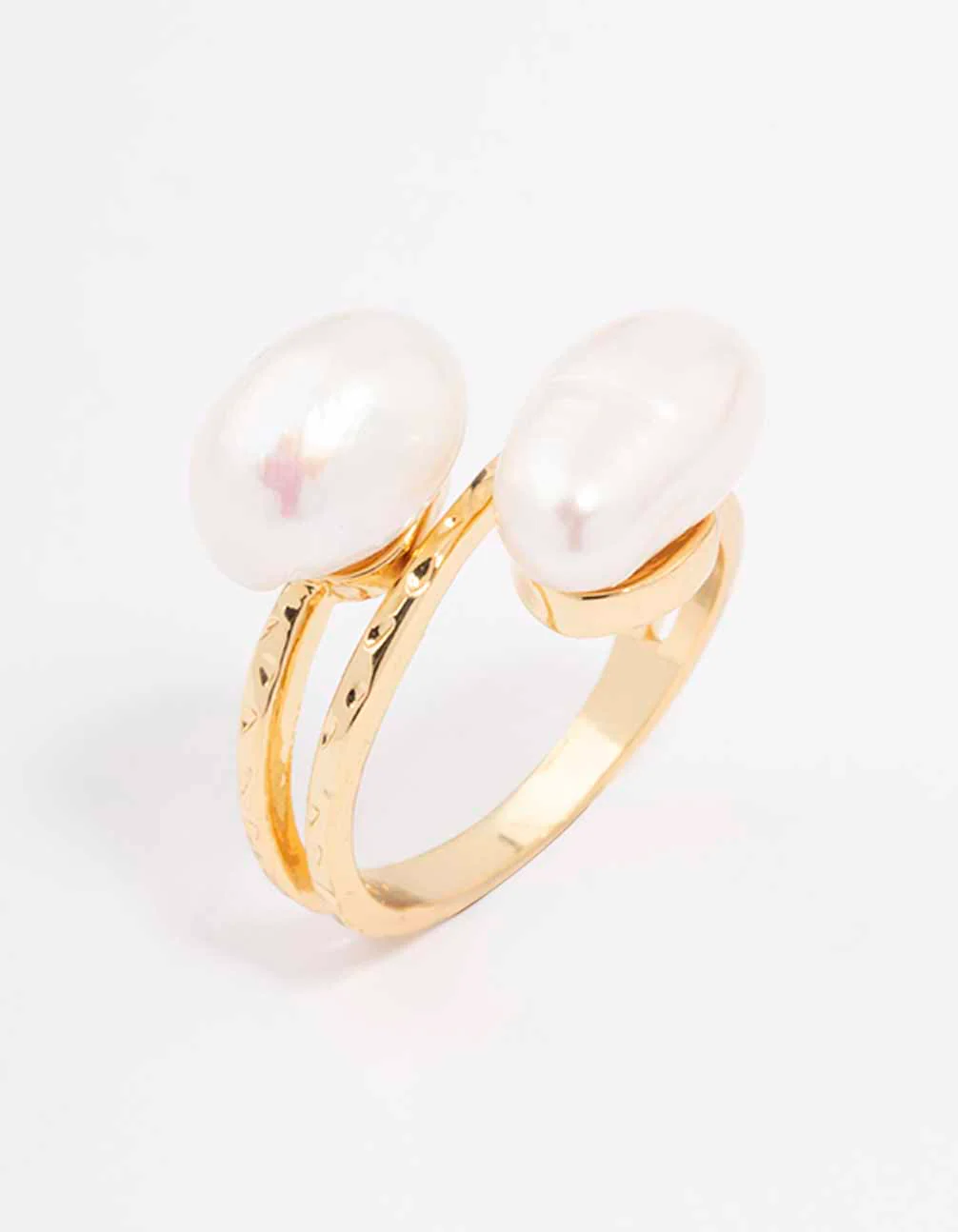 Gold Plated Double Pearl Wrapped Ring - Image 3