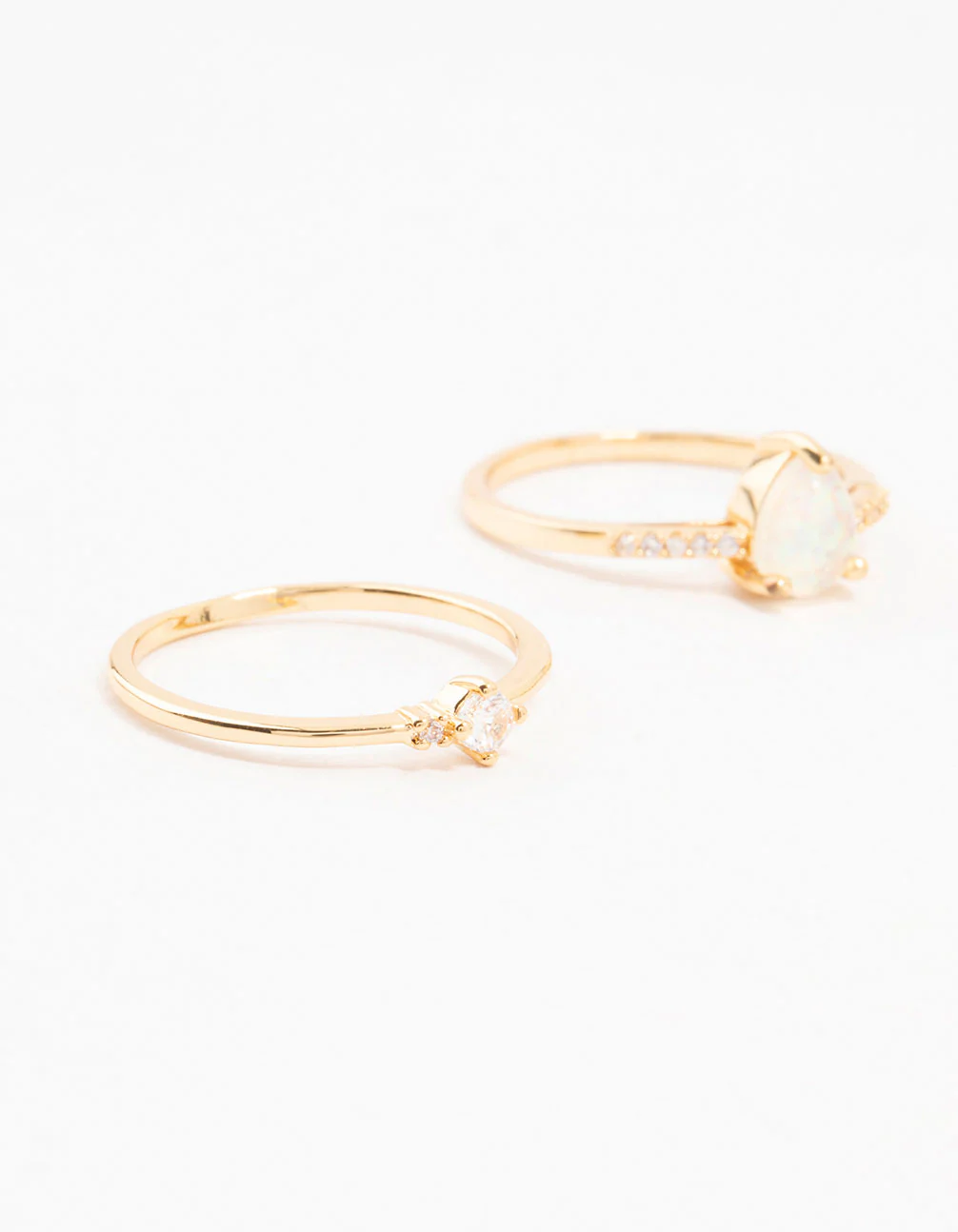 Gold Plated Elegant Pear Stacking Rings 3-Pack - Image 2