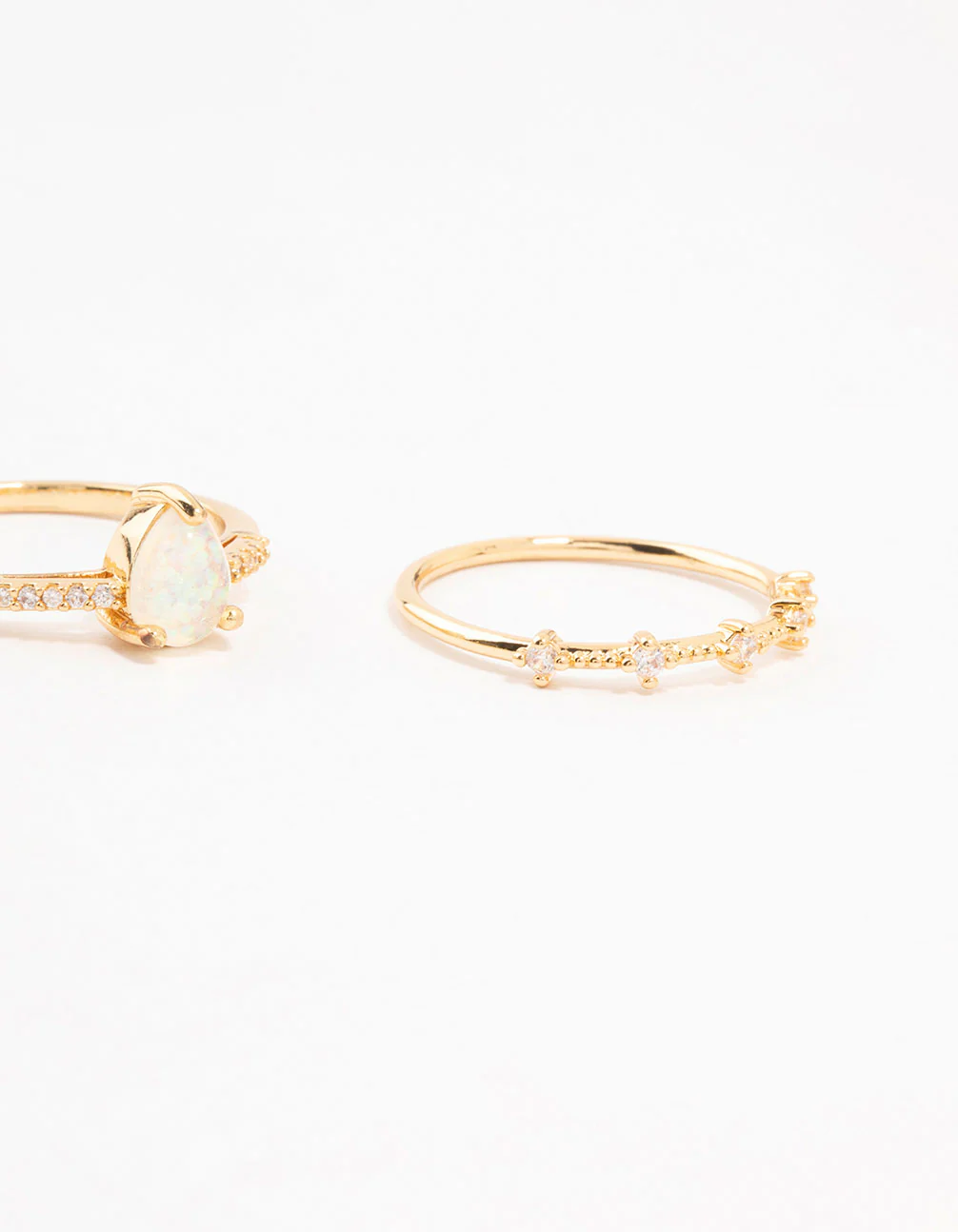 Gold Plated Elegant Pear Stacking Rings 3-Pack - Image 3