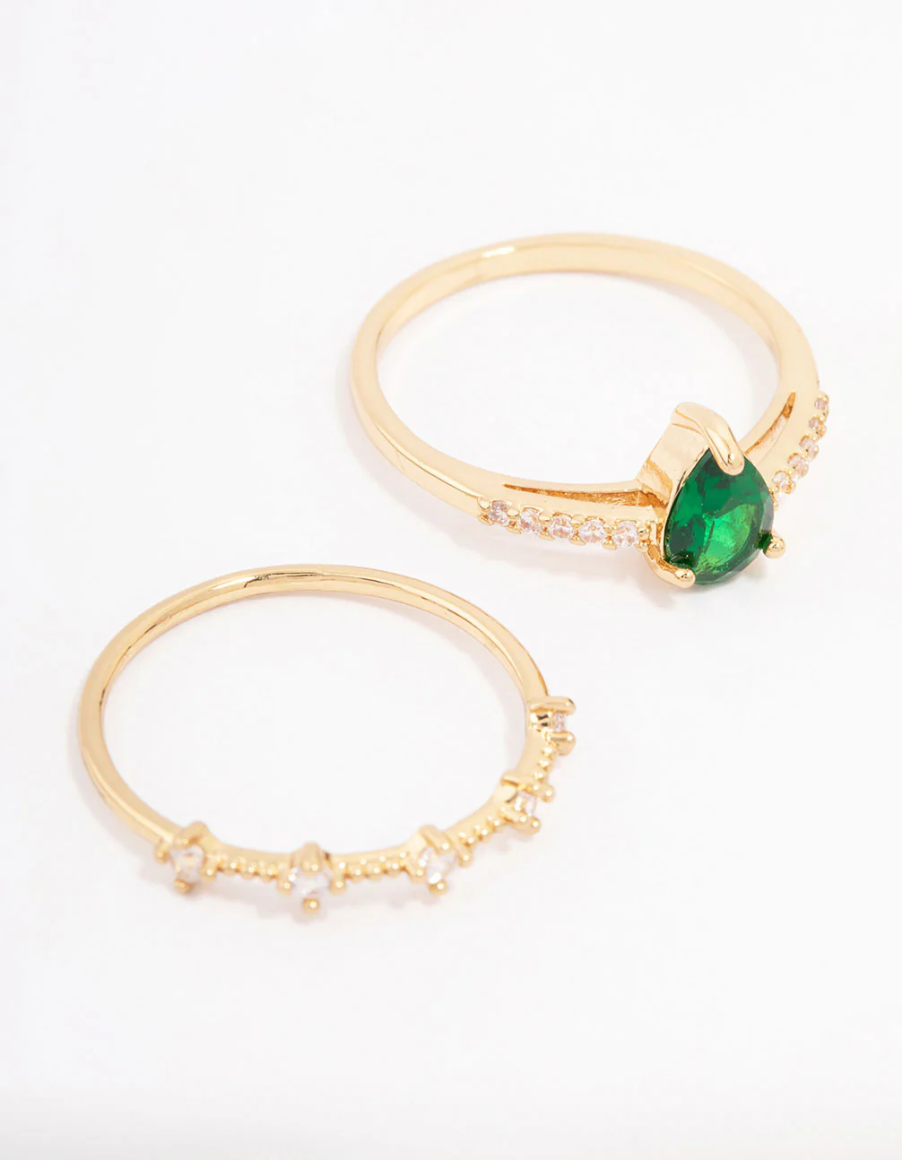 Gold Plated Elegant Pear Triple Stacking Ring - Image 2