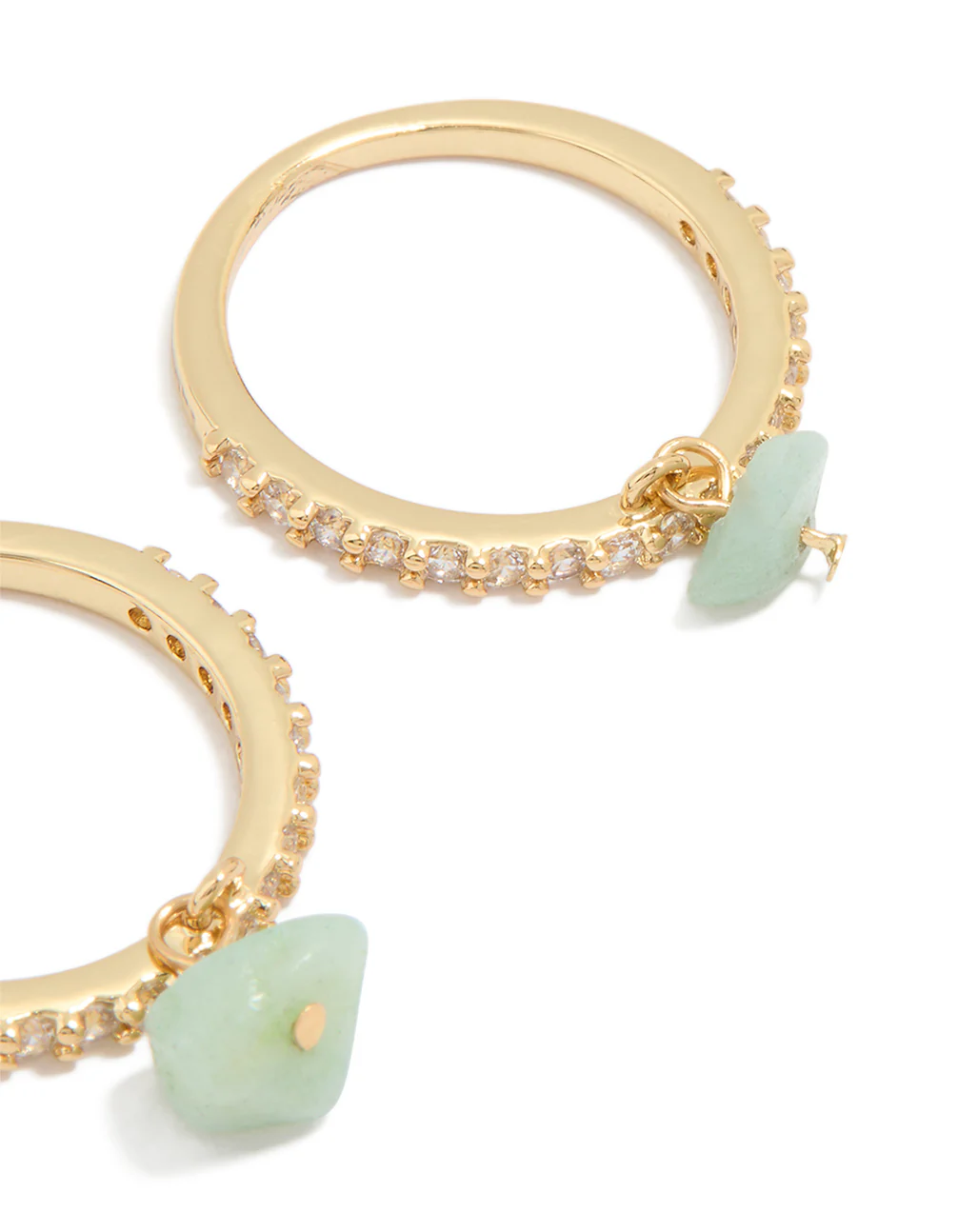 Gold Plated Embellished Cubic Zirconia Green Stone Rings 2-Pack - Image 3
