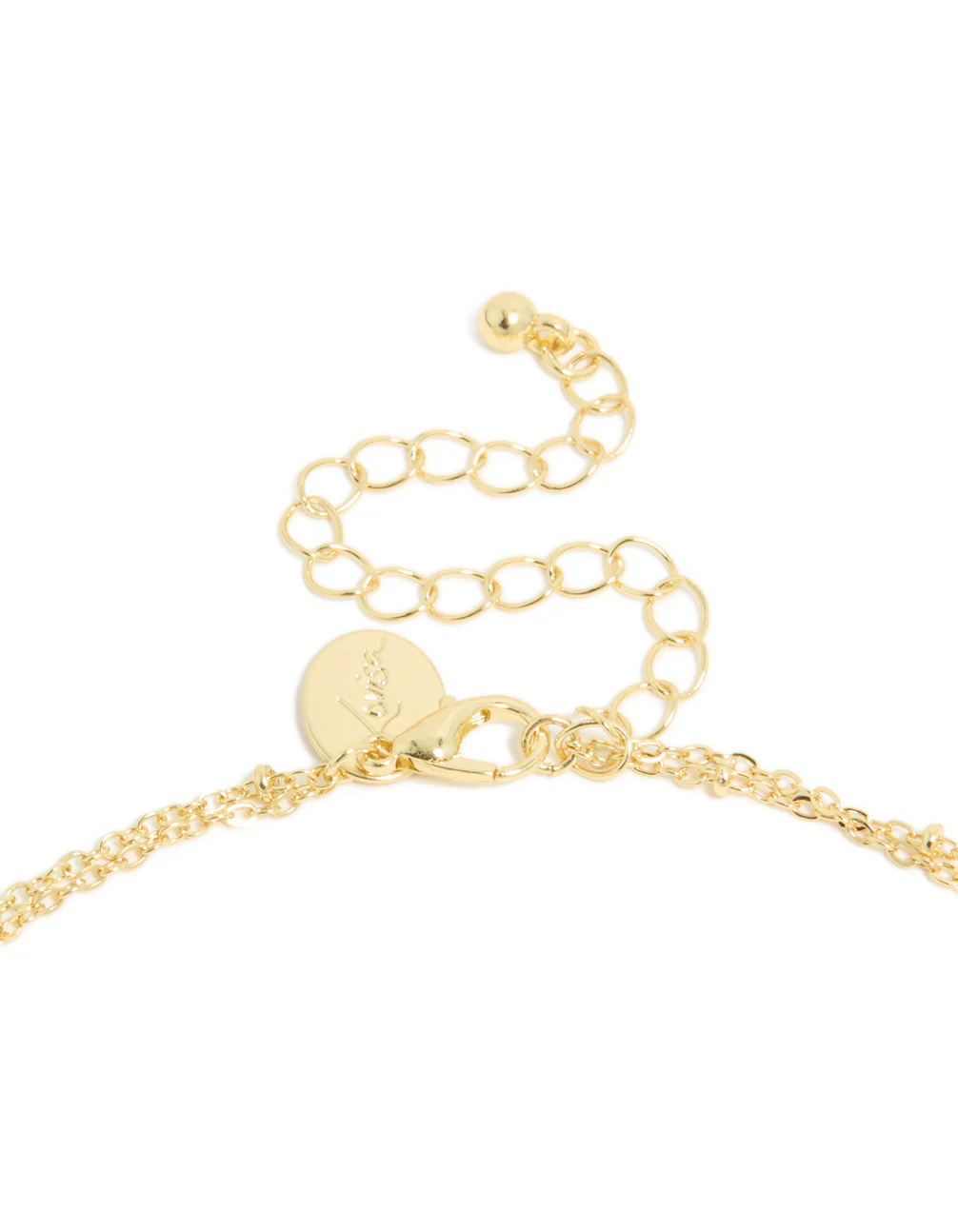 Gold Plated Emerald Cubic Zirconia Baguette & Droplets Layered Necklace - Image 3