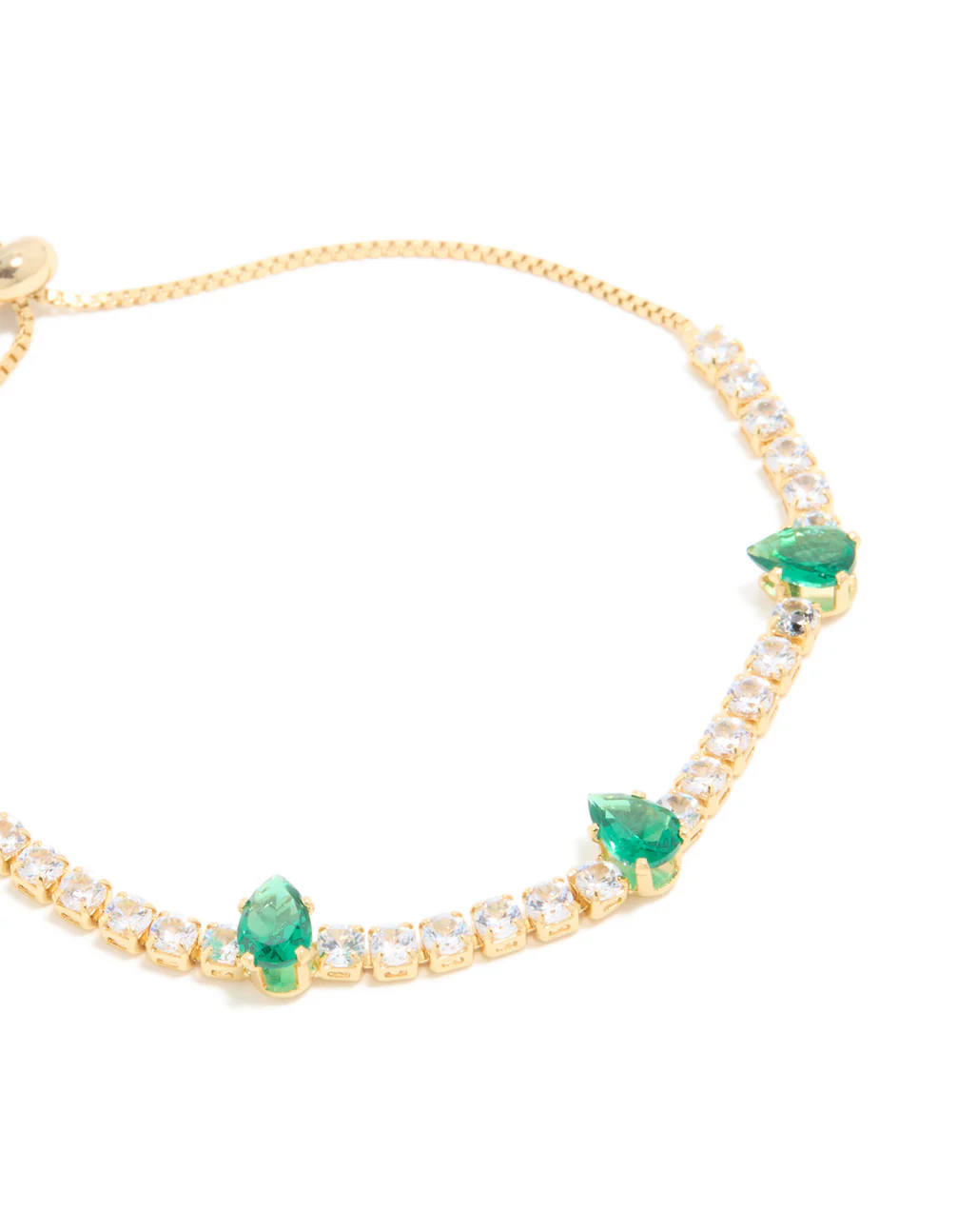 Gold Plated Emerald Cubic Zirconia Dazzling Toggle Bracelet - Image 4