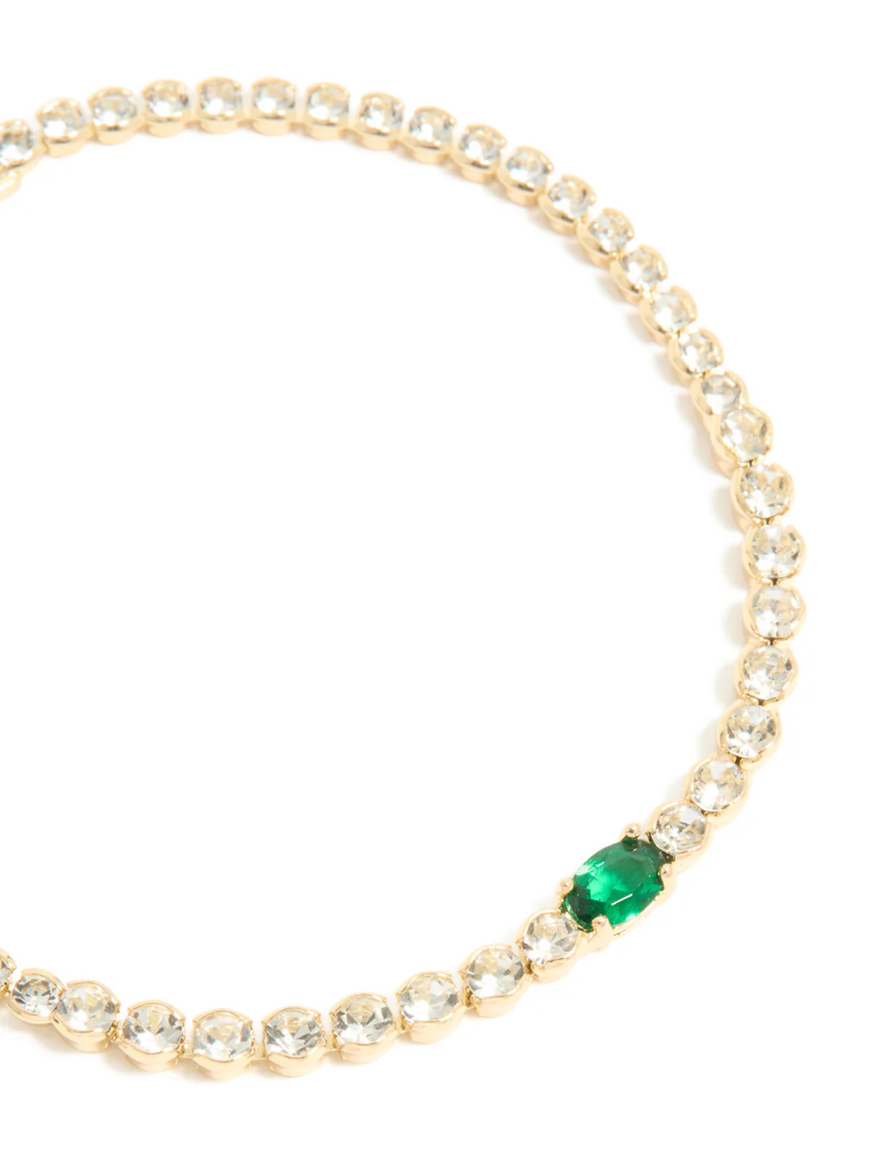 Gold Plated Emerald Cubic Zirconia Tennis Bracelet - Image 3