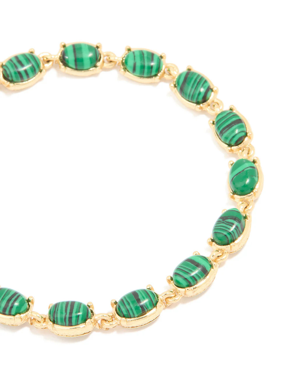 Gold Plated Emerald Semi Precious Stone Oval Bracelet - Image 3
