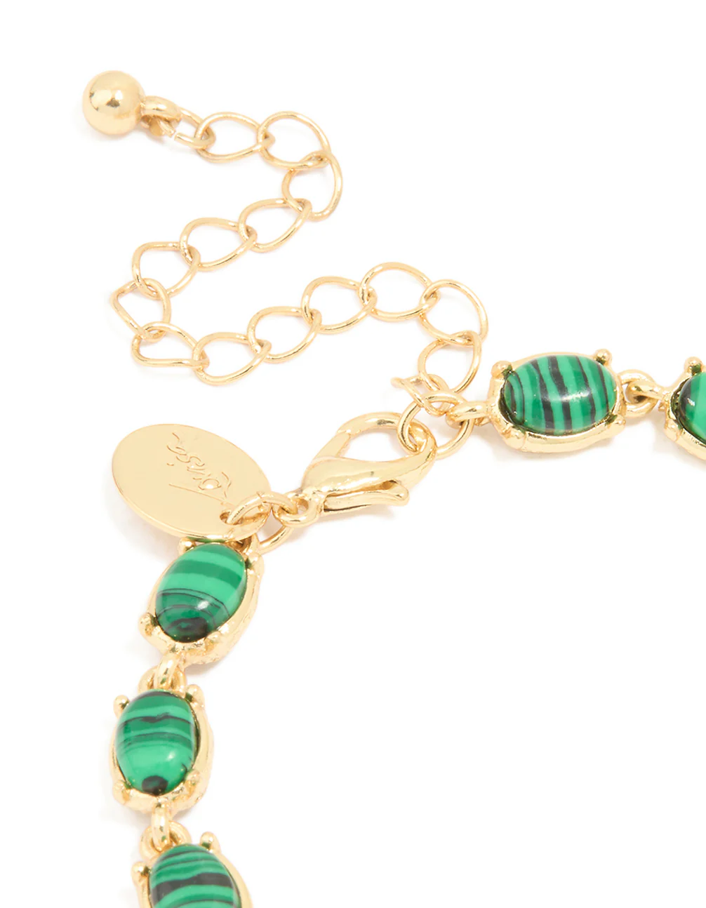 Gold Plated Emerald Semi Precious Stone Oval Bracelet - Image 5