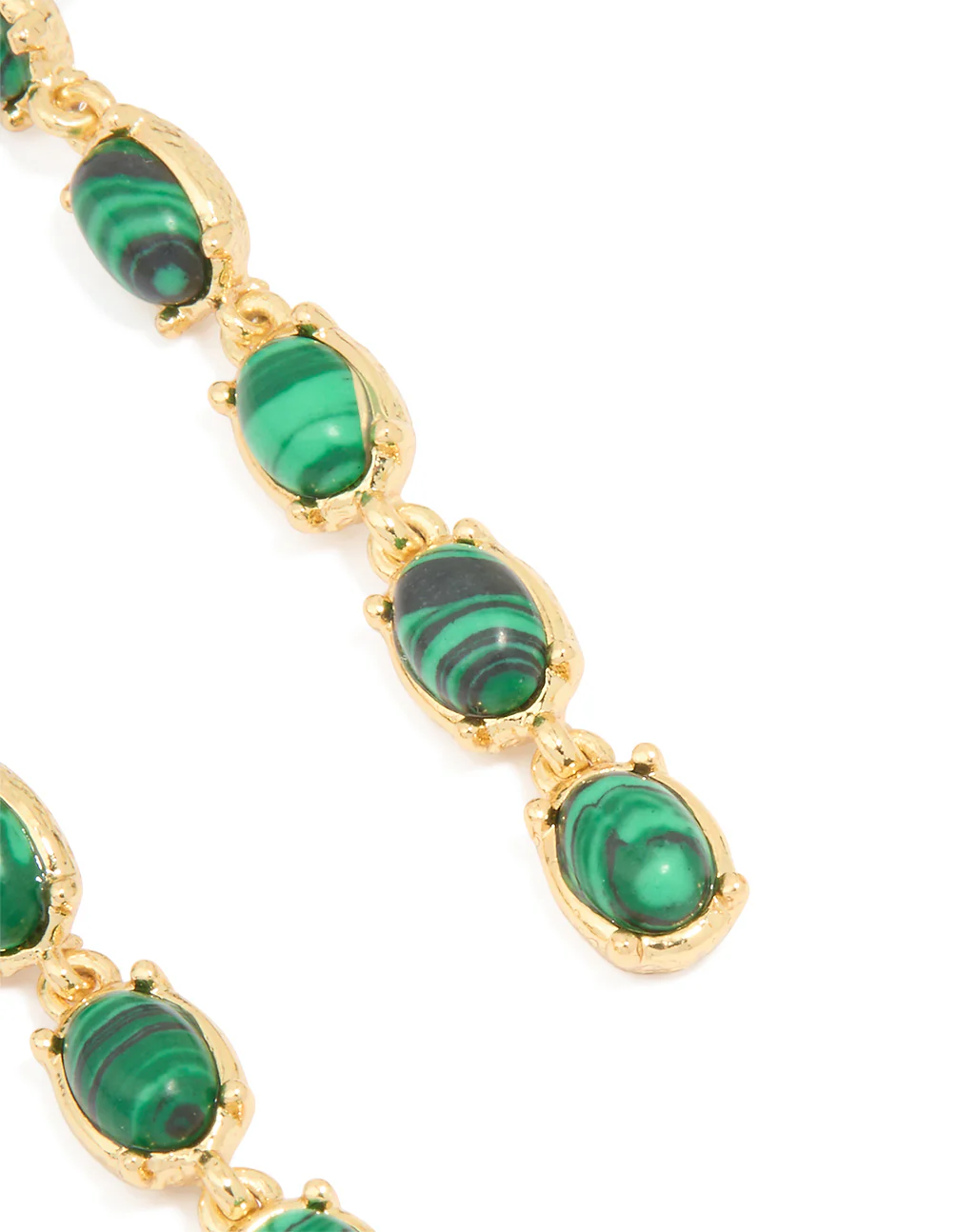 Gold Plated Emerald Semi Precious Stone Oval Drop Earrings - Image 5