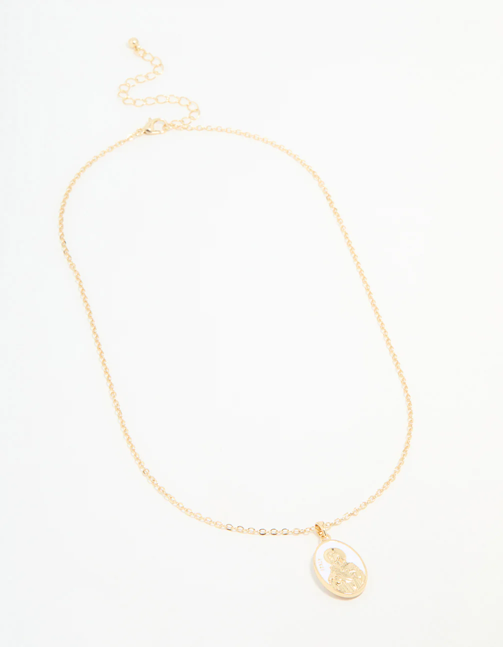 Gold Plated Enamel Mary Pendant Necklace - Image 4