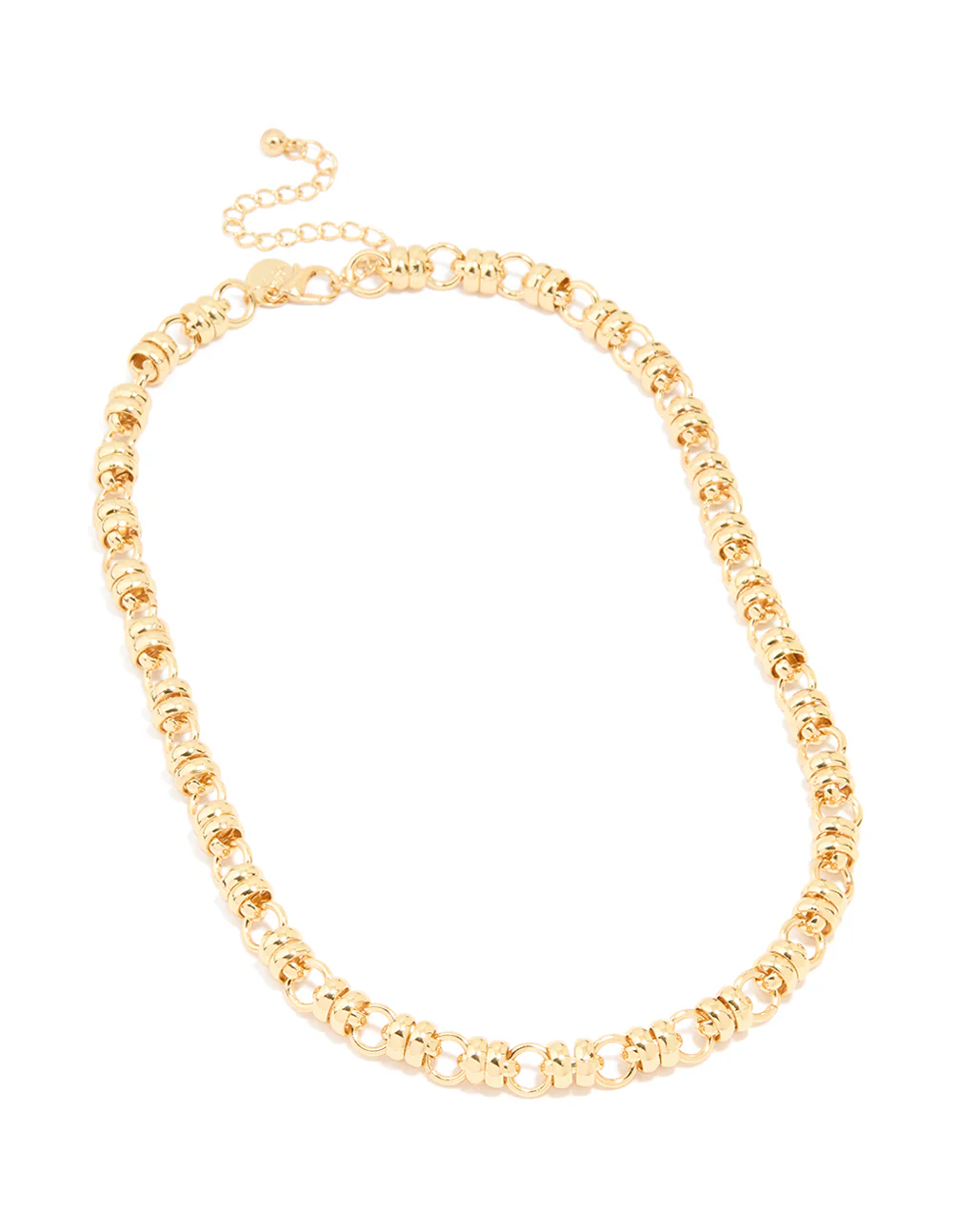 Gold Plated Fancy Flower Beaded Chain Necklace - Image 2