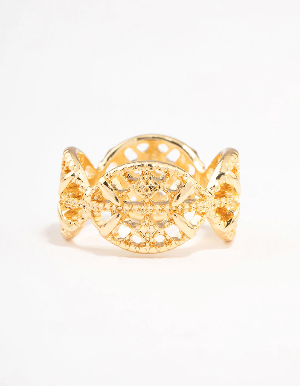 Gold Plated Filigree Oval Band Ring - Image 6