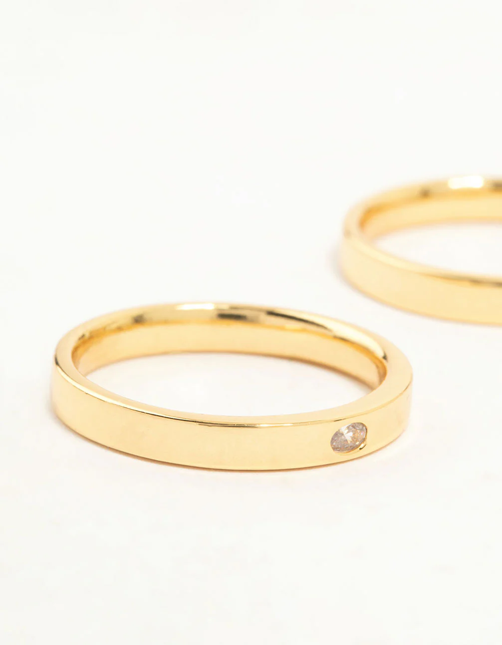 Gold Plated Fine Cubic Zirconia Band Rings 2-Pack - Image 2