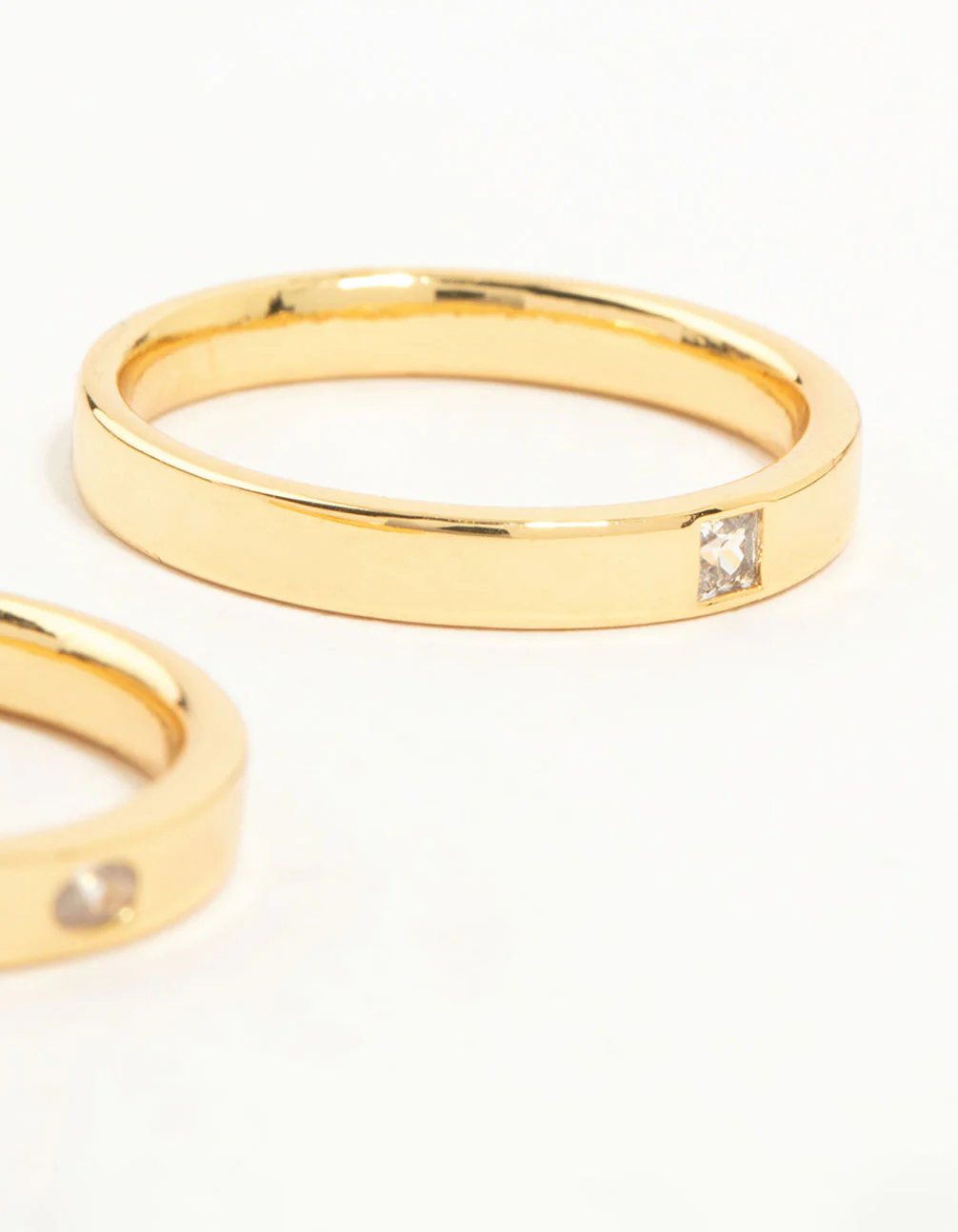 Gold Plated Fine Cubic Zirconia Band Rings 2-Pack - Image 3