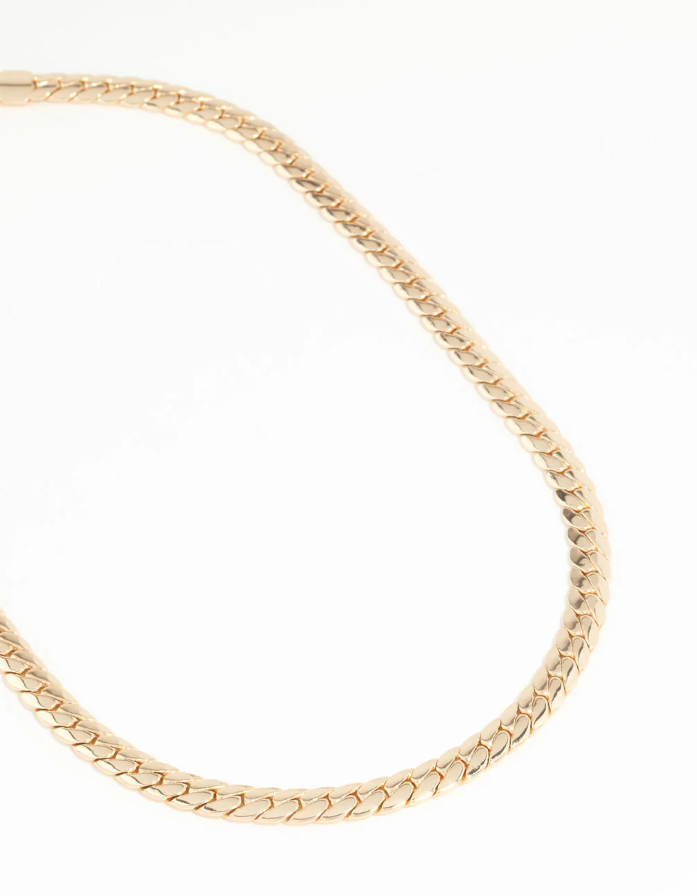 Gold Plated Flat Curb Chain Necklace - Image 2