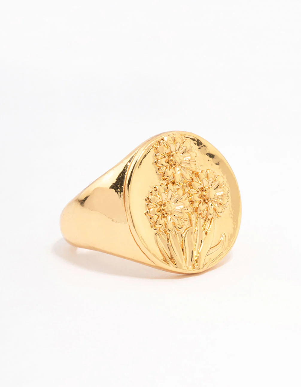 Gold Plated Floral Signet Ring - Image 2