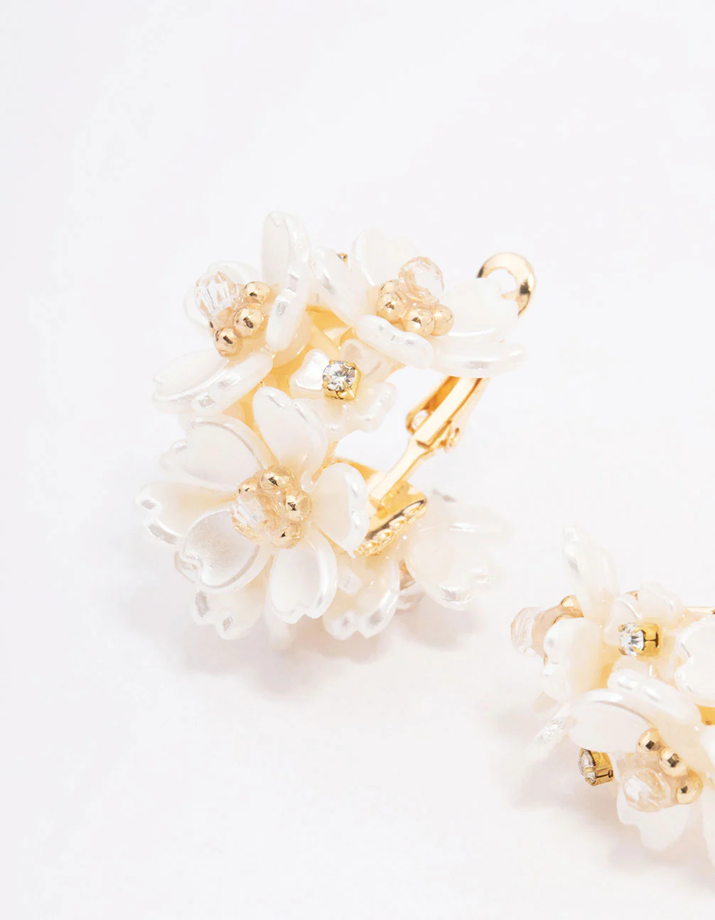 Gold Plated Flower Cluster Hoop Earrings - Image 2