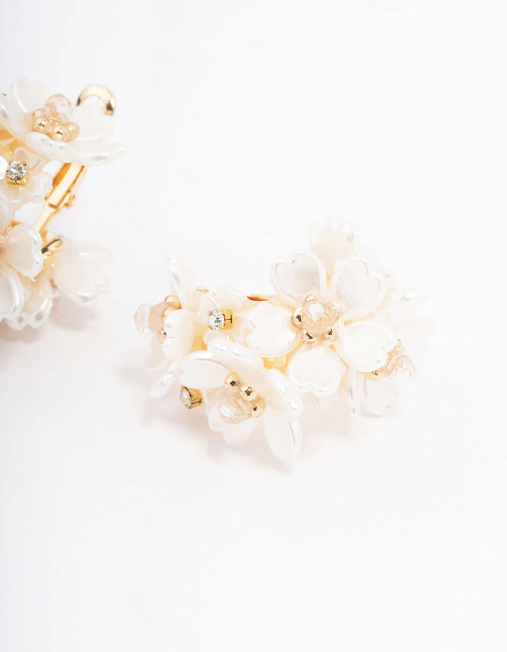 Gold Plated Flower Cluster Hoop Earrings - Image 3