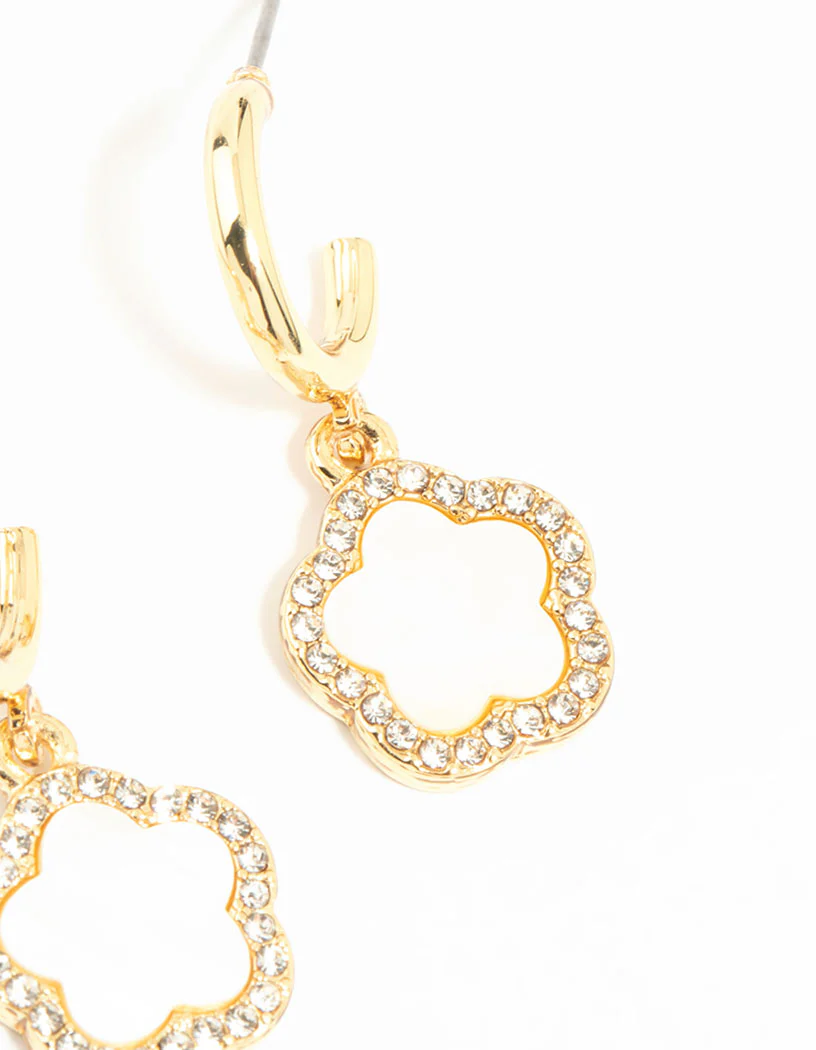Gold Plated Flower Stud & Hoop Earrings 4-Pack - Image 3