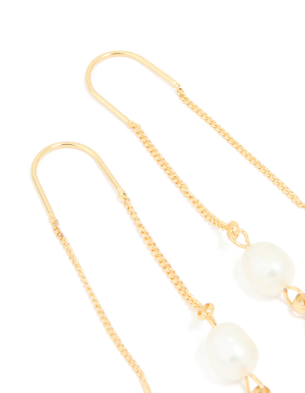 Gold Plated Freshwater Pearl & Amethyst Teardrop Thread Through Earrings - Image 5