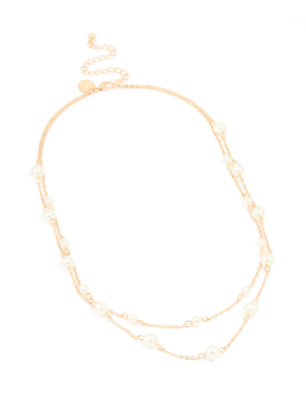 Gold Plated Freshwater Pearl Chain Layered Necklace - Image 2