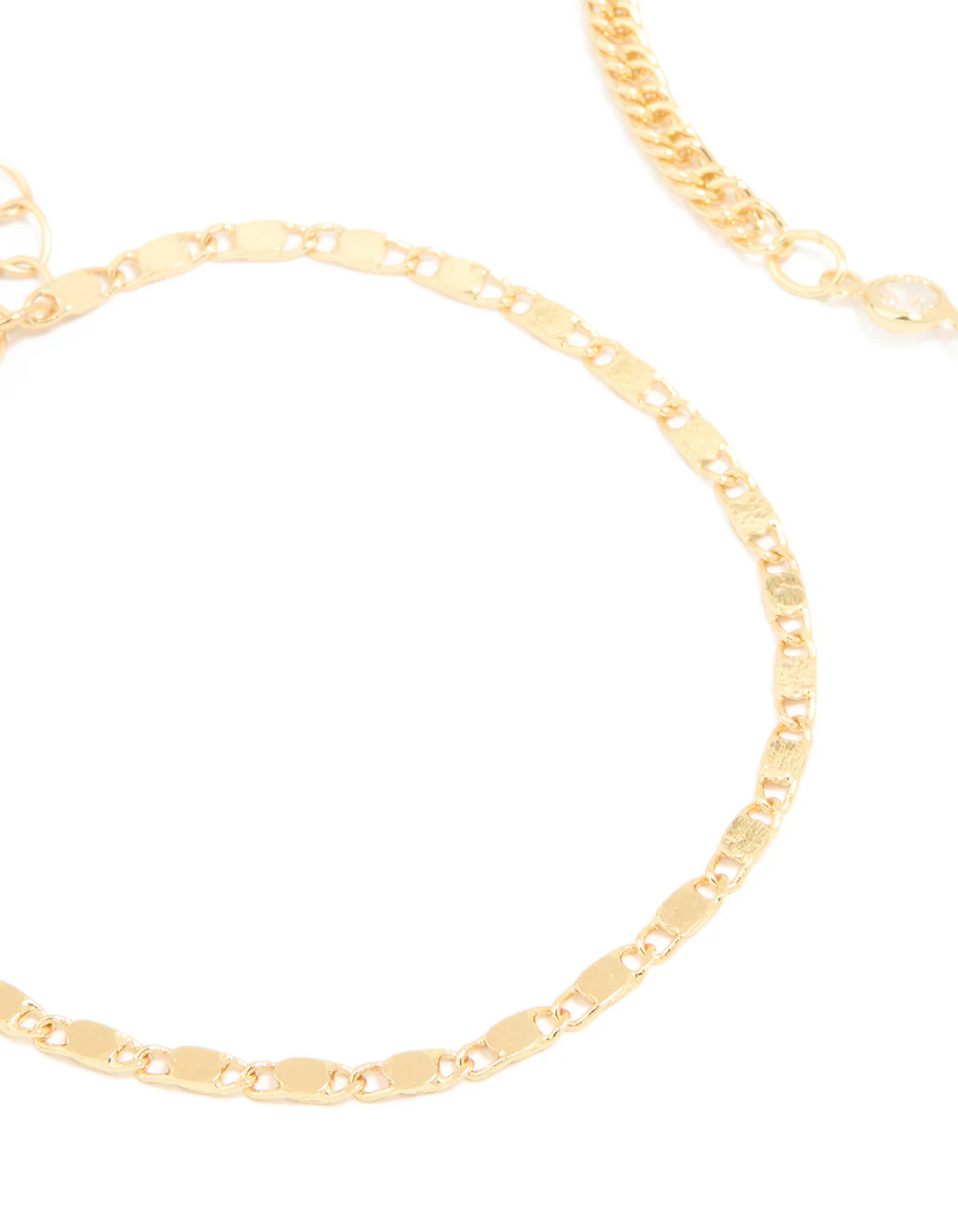 Gold Plated Freshwater Pearl Cubic Zirconia & Chain Bracelets 2-Pack - Image 4