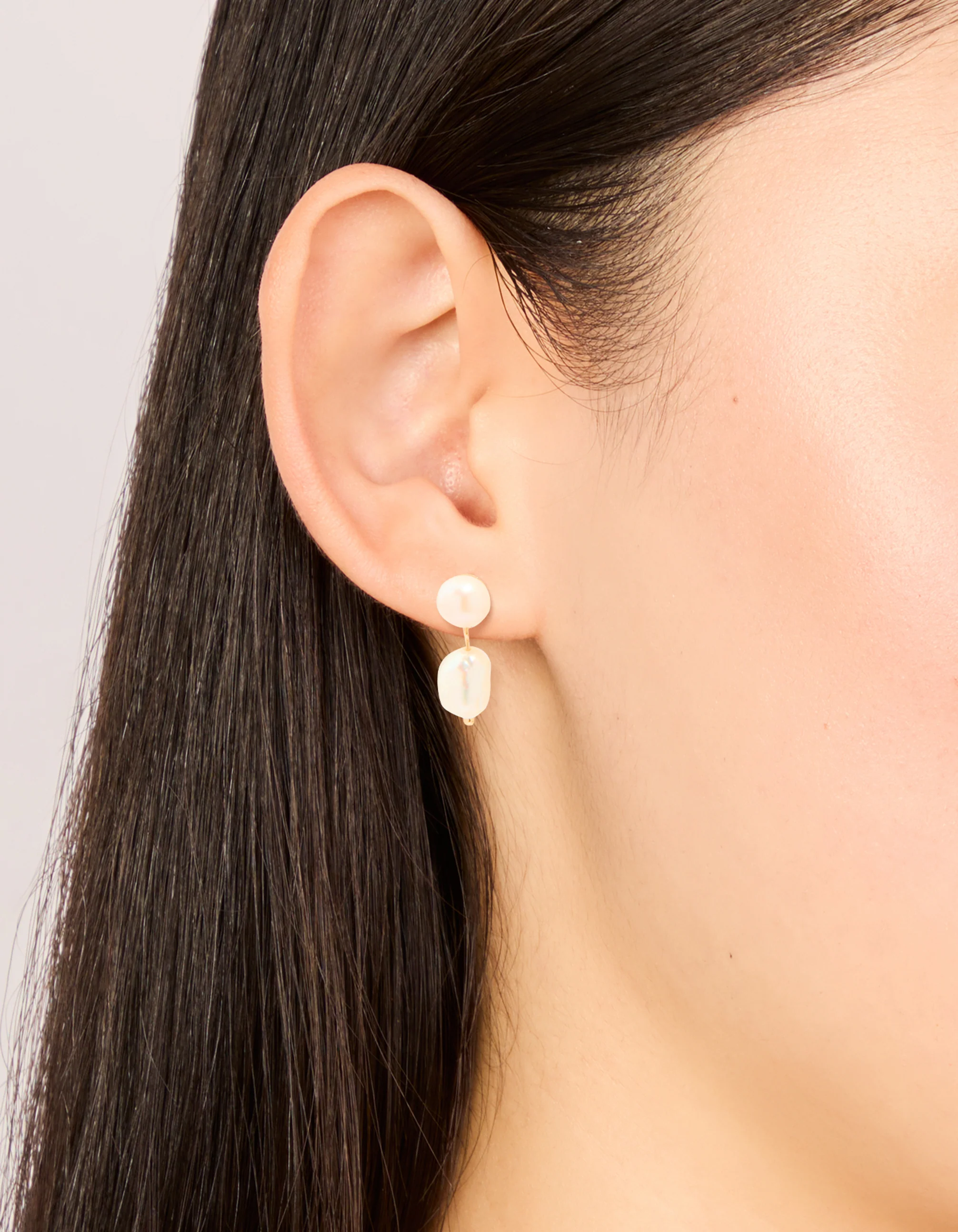 Gold Plated Freshwater Pearl Drop Earrings - Image 2
