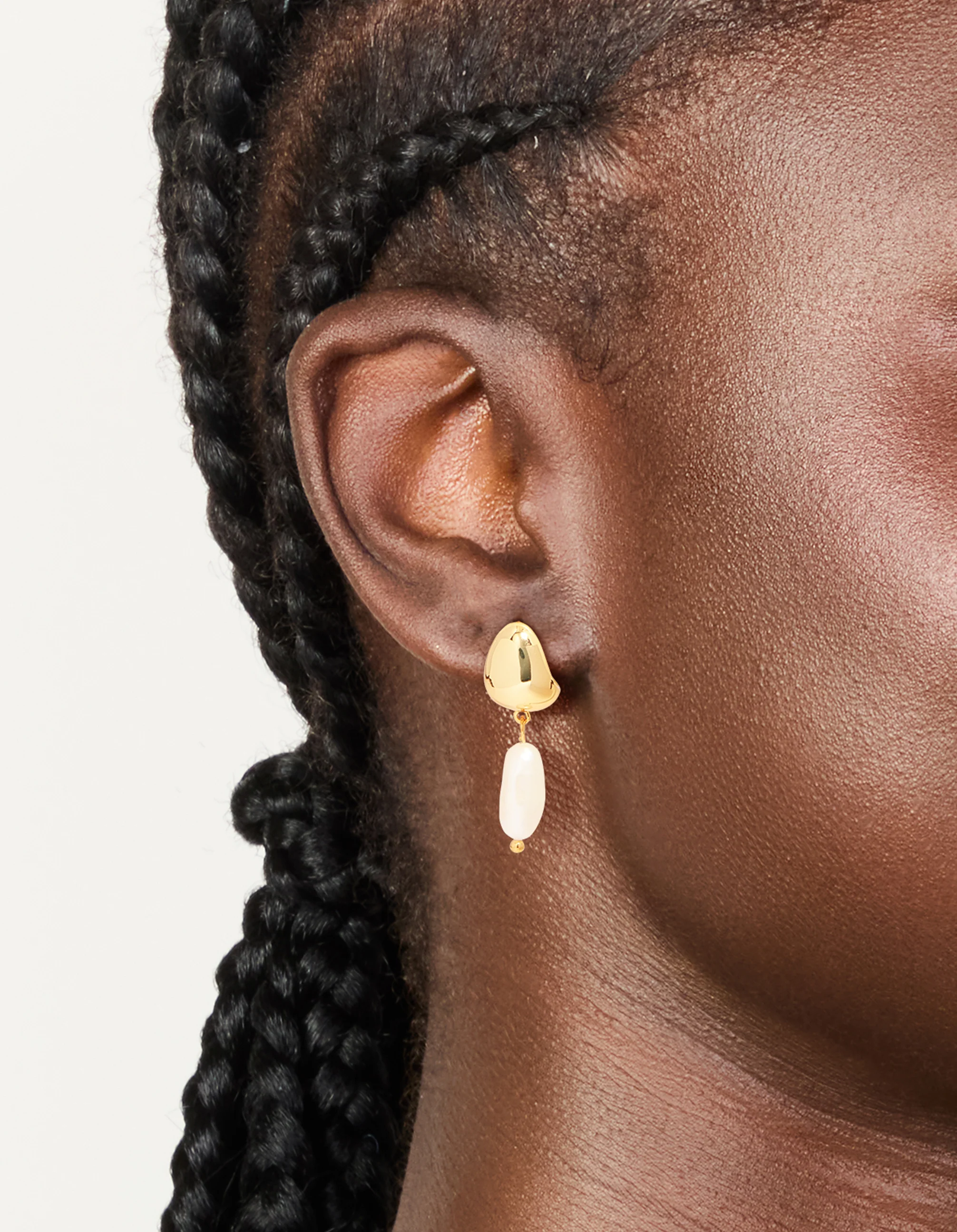 Gold Plated Freshwater Pearl Drop Hoop Earrings - Image 2
