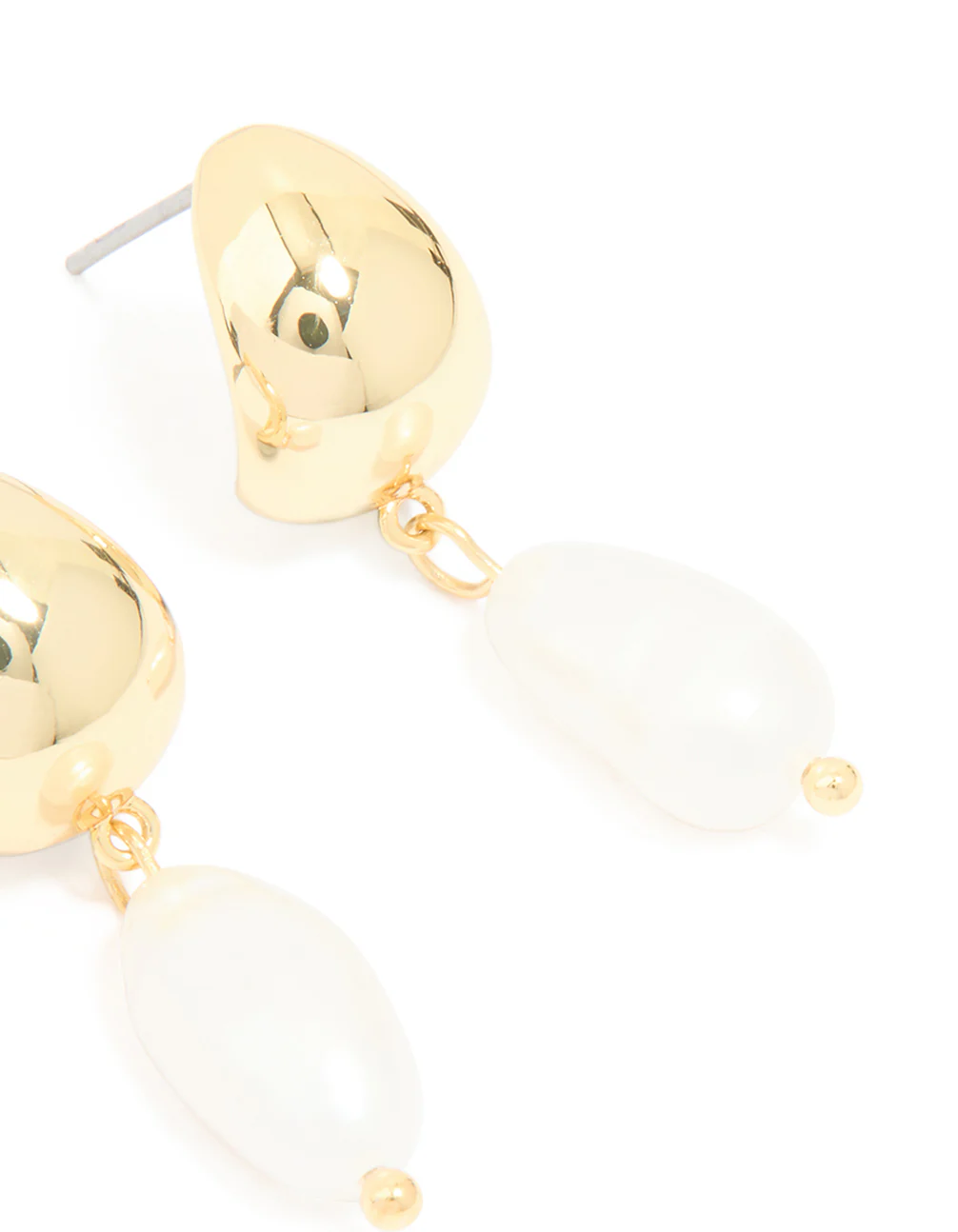 Gold Plated Freshwater Pearl Drop Hoop Earrings - Image 5