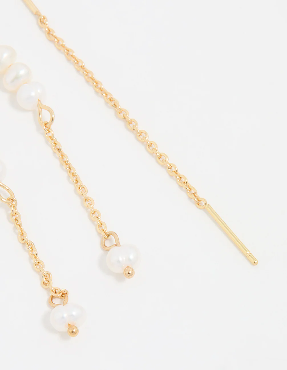 Gold Plated Freshwater Pearl Drop Threader Earrings - Image 5