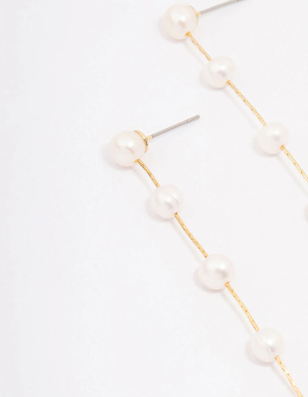 Gold Plated Freshwater Pearl Long Drop Earrings - Image 2