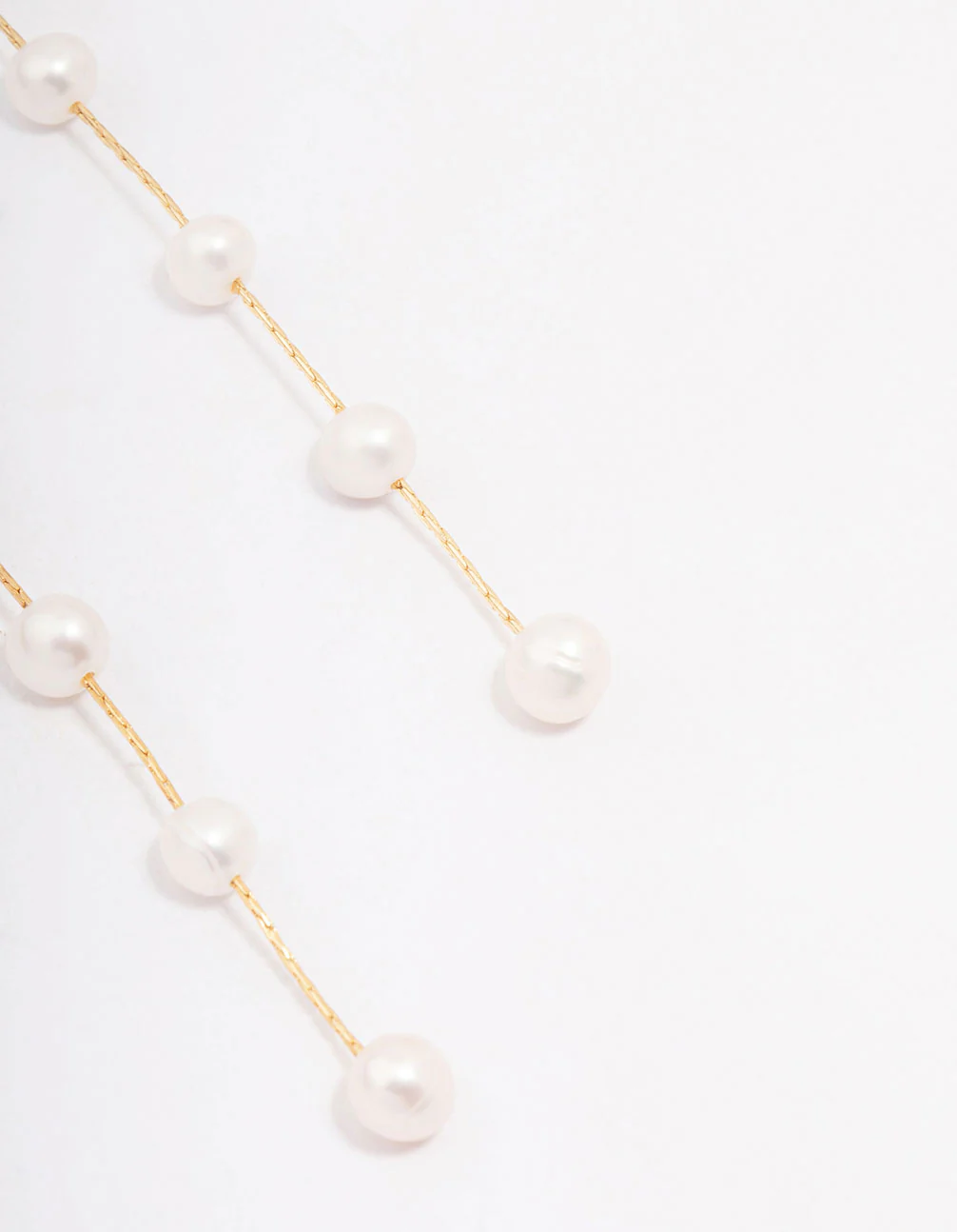 Gold Plated Freshwater Pearl Long Drop Earrings - Image 3
