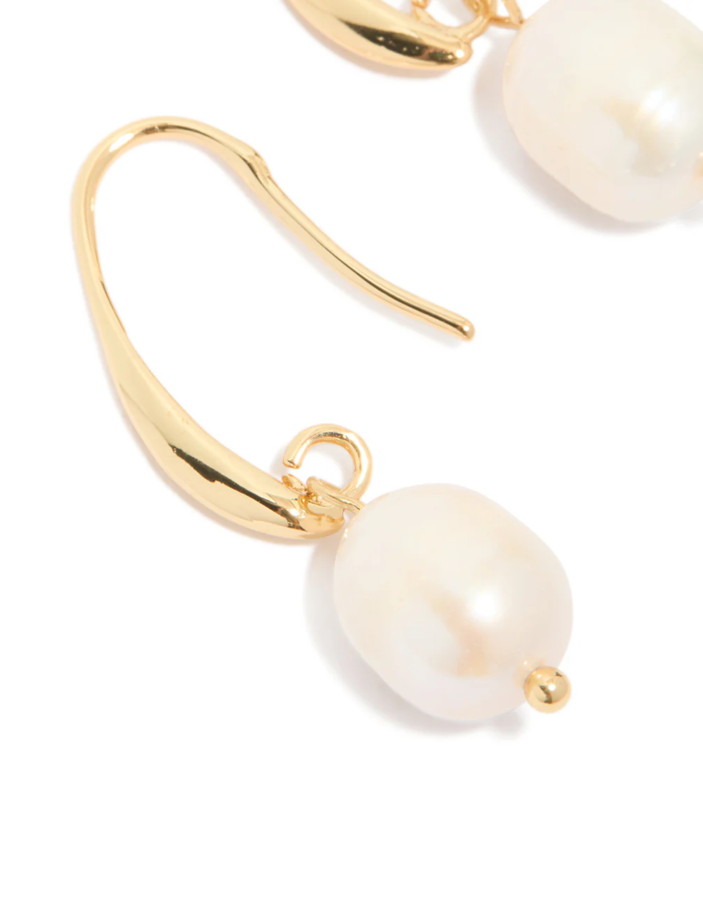 Gold Plated Freshwater Pearl Medium Hook Drop Earrings - Image 3